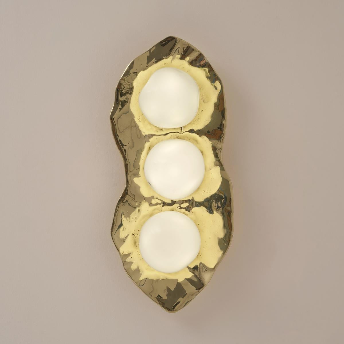 Shell Ceiling Light by Gaspare Asaro-Polished Brass Finish In New Condition For Sale In New York, NY