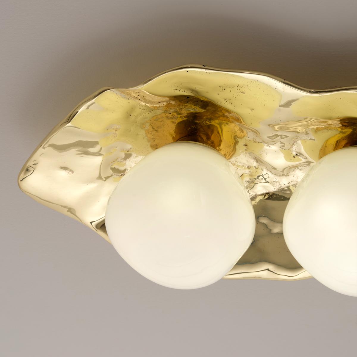 Shell Ceiling Light by Gaspare Asaro-Polished Brass Finish For Sale 1