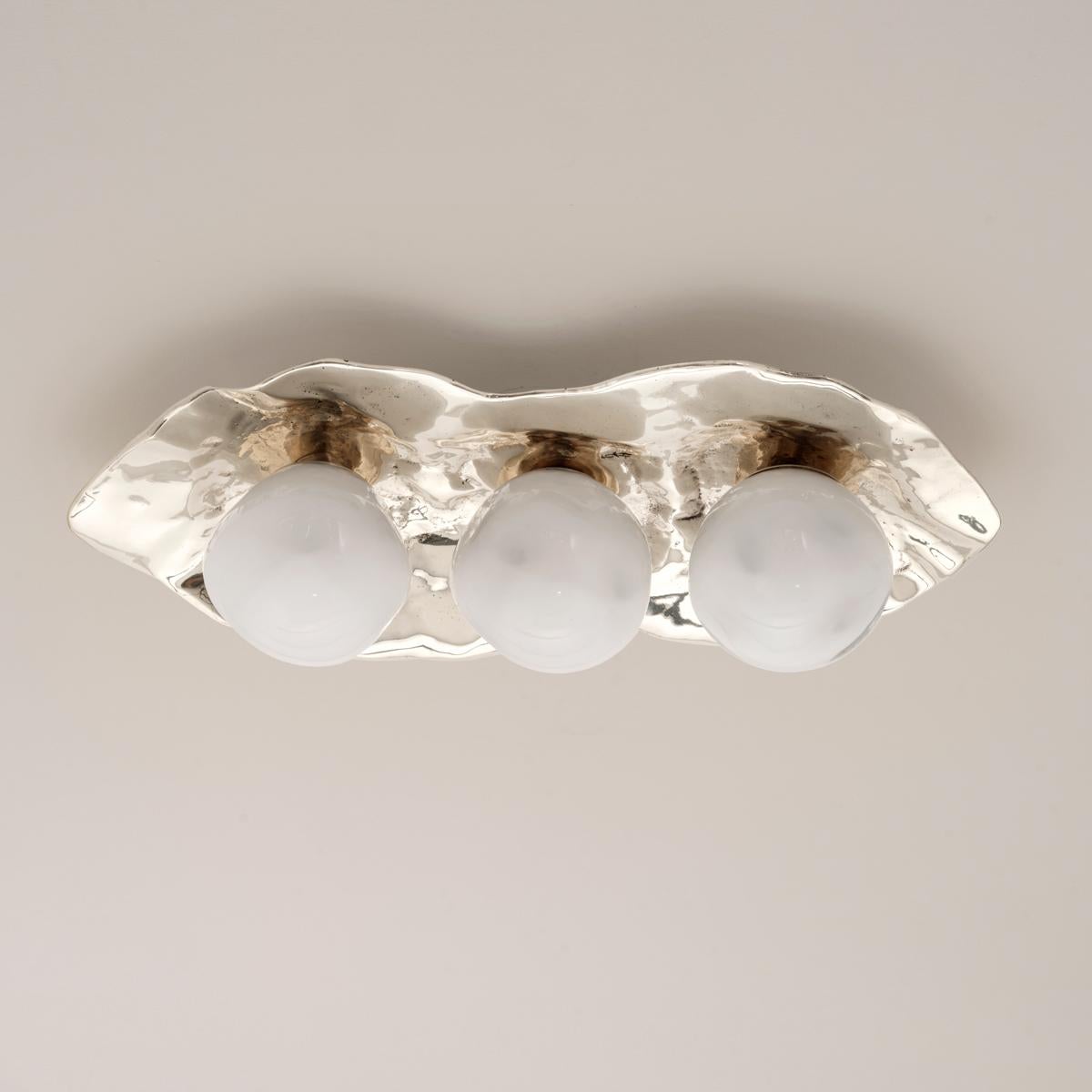 Modern Shell Ceiling Light by Gaspare Asaro-Polished Nickel Finish For Sale