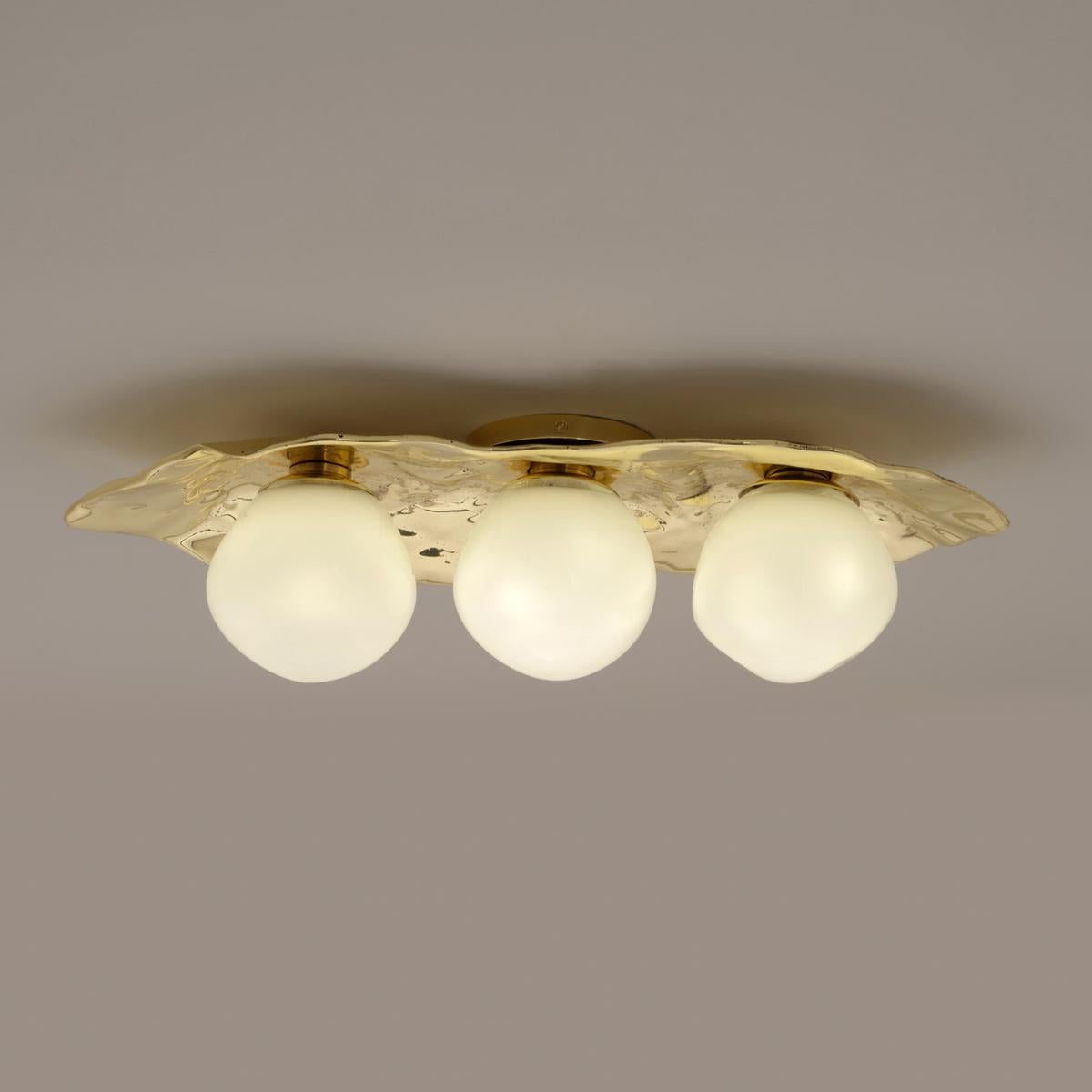 Contemporary Shell Ceiling Light by Gaspare Asaro-Polished Nickel Finish For Sale