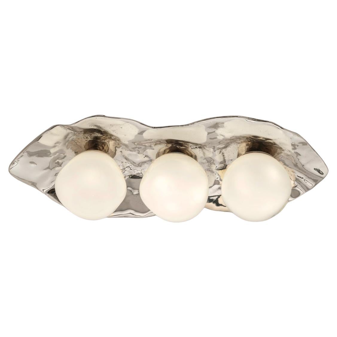 Shell Ceiling Light by Gaspare Asaro-Polished Nickel Finish For Sale