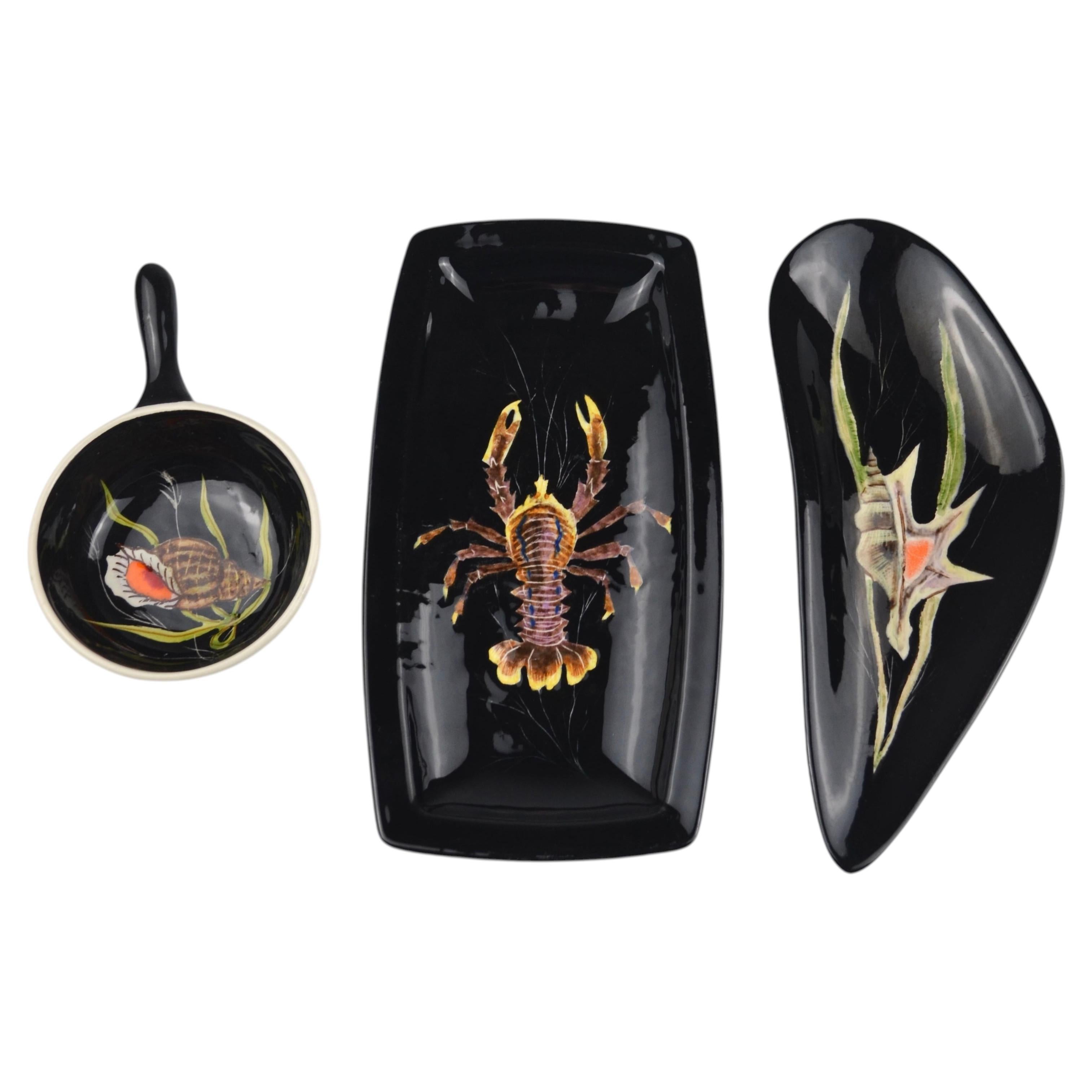 Shell Ceramic Set by Guy Trévoux for Henriot Quimper, 1950s For Sale