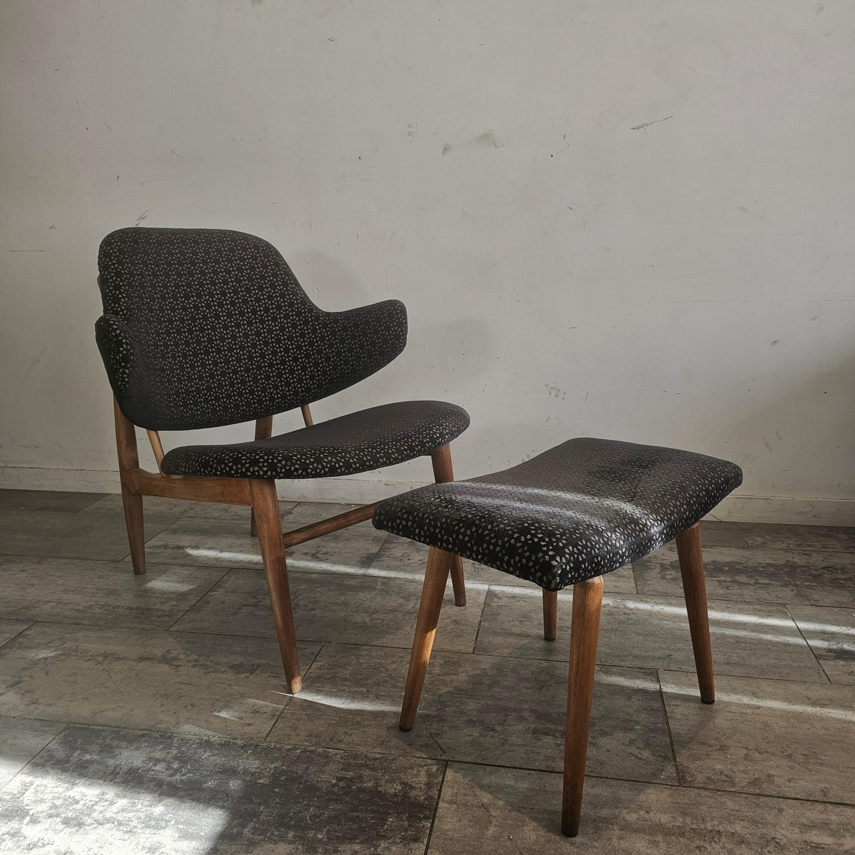 Mid-Century moderno Sedia Shell di Ib Kofod-Larsen per Christensen & Larsen, Danimarca, 1950 ca. in vendita