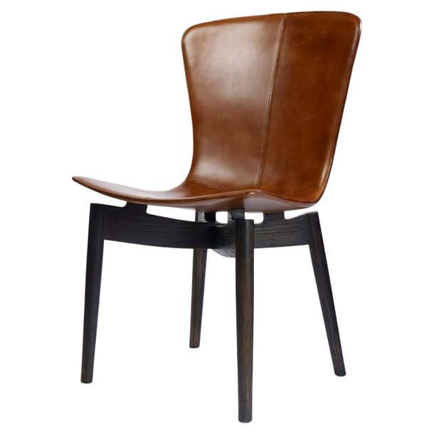Shell Chair - leather upholstery and wood base For Sale at 1stDibs ...