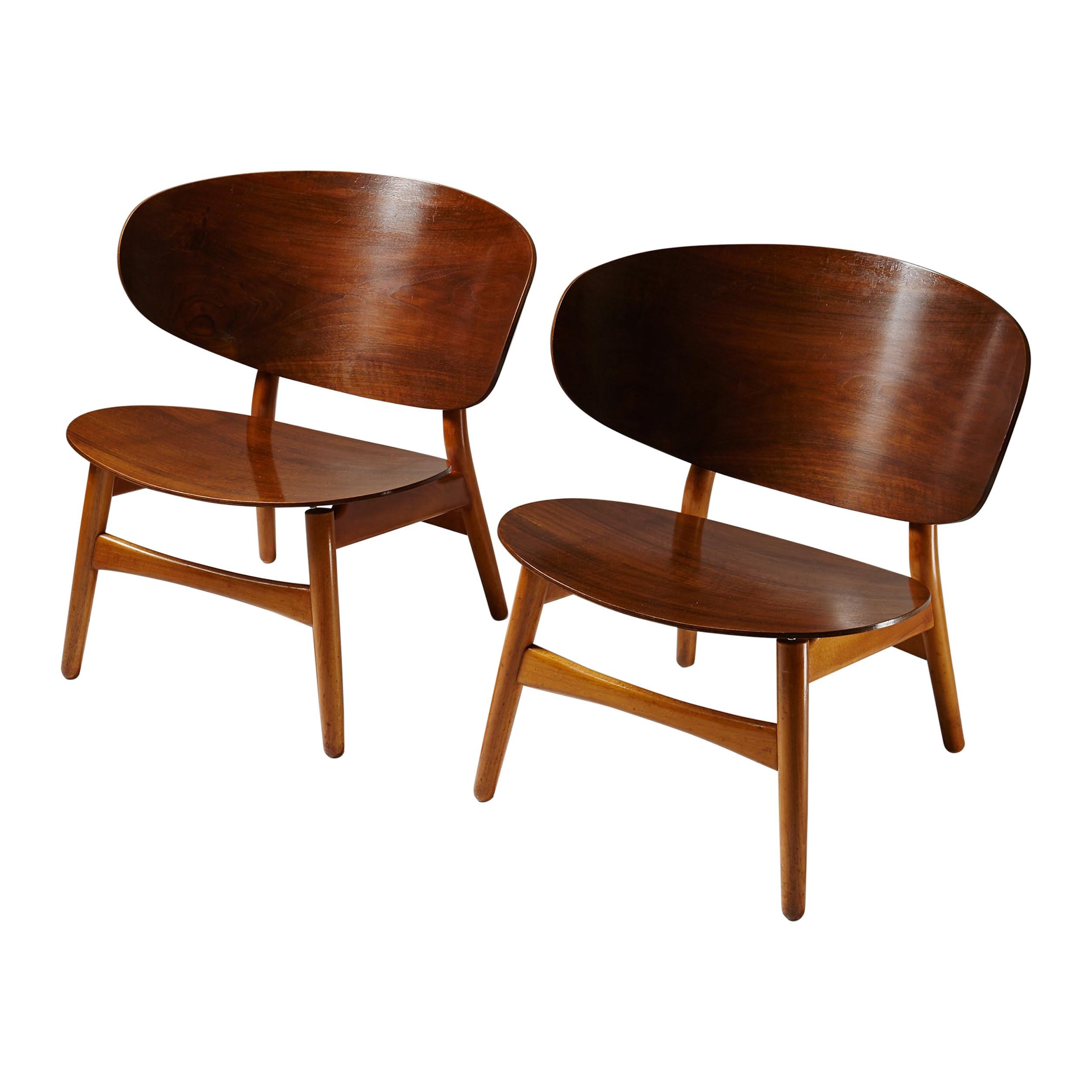 Shell Chairs FH-1936 Designed by Hans Wegner for Fritz Hansen, Denmark, 1948