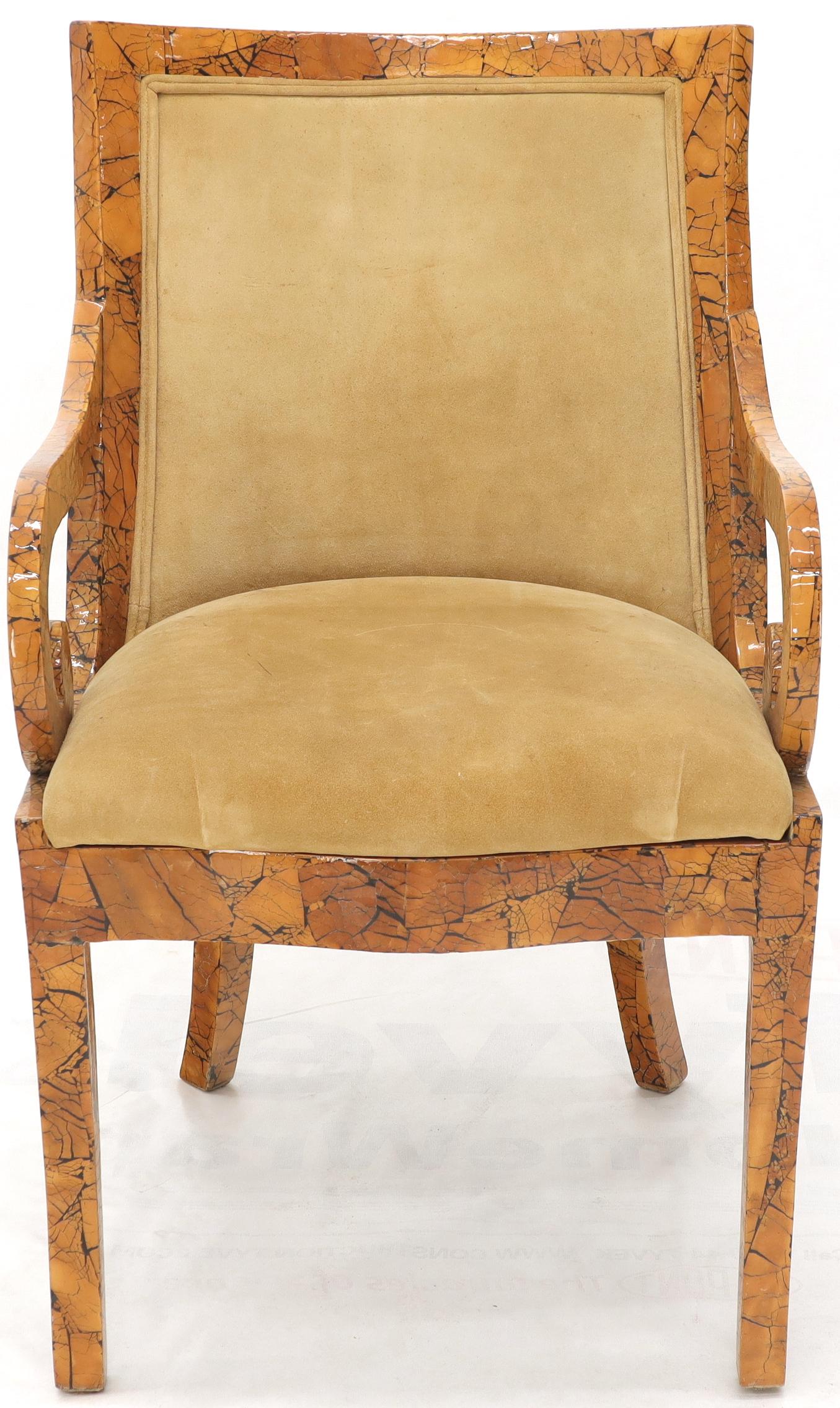 Mid-Century Modern Shell Chips Finished Regency Style Chair For Sale