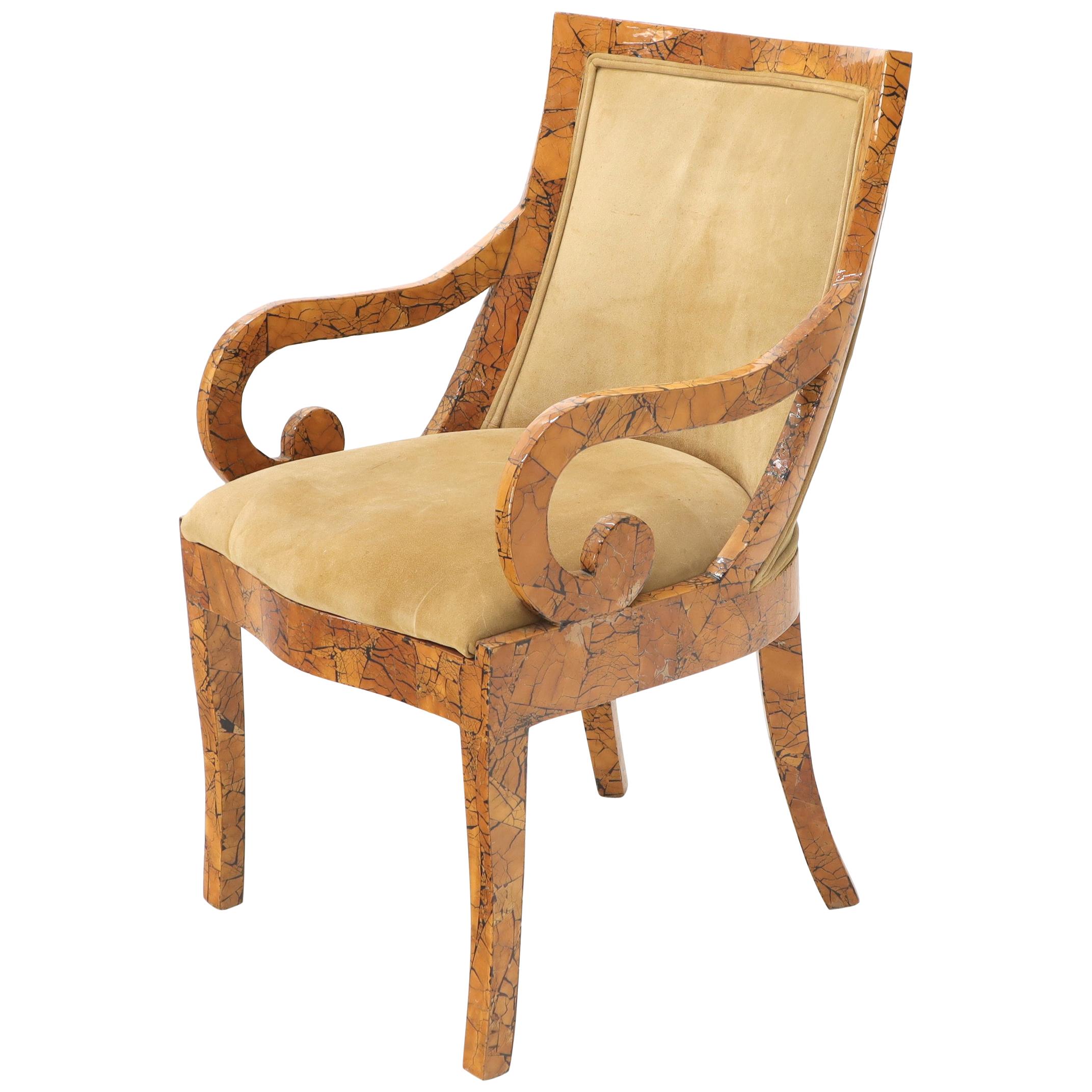 Shell Chips Finished Regency Style Chair For Sale