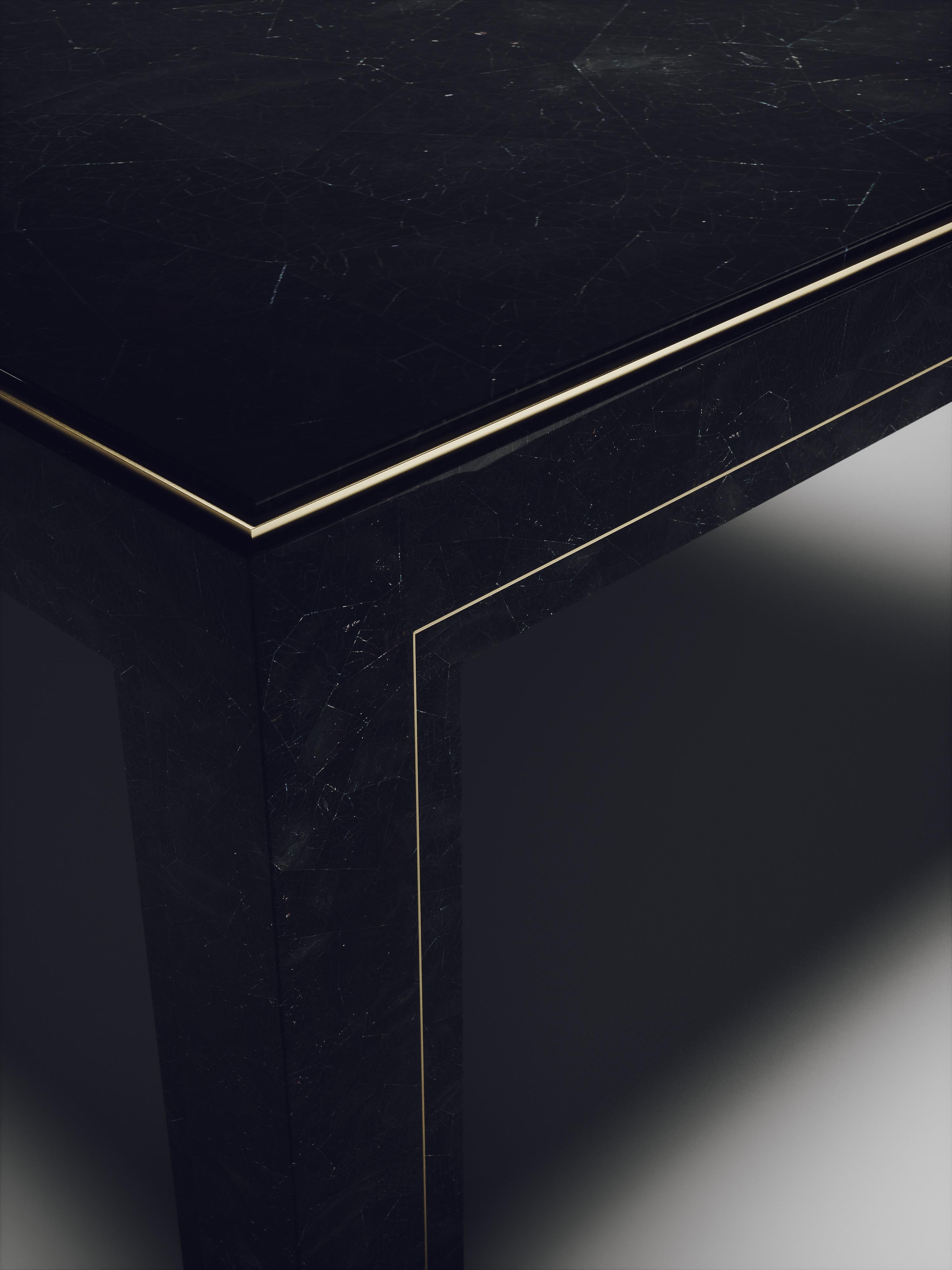 Philippine Shell Coffee Table with Bronze Patina Brass Accents by R & Y Augousti For Sale
