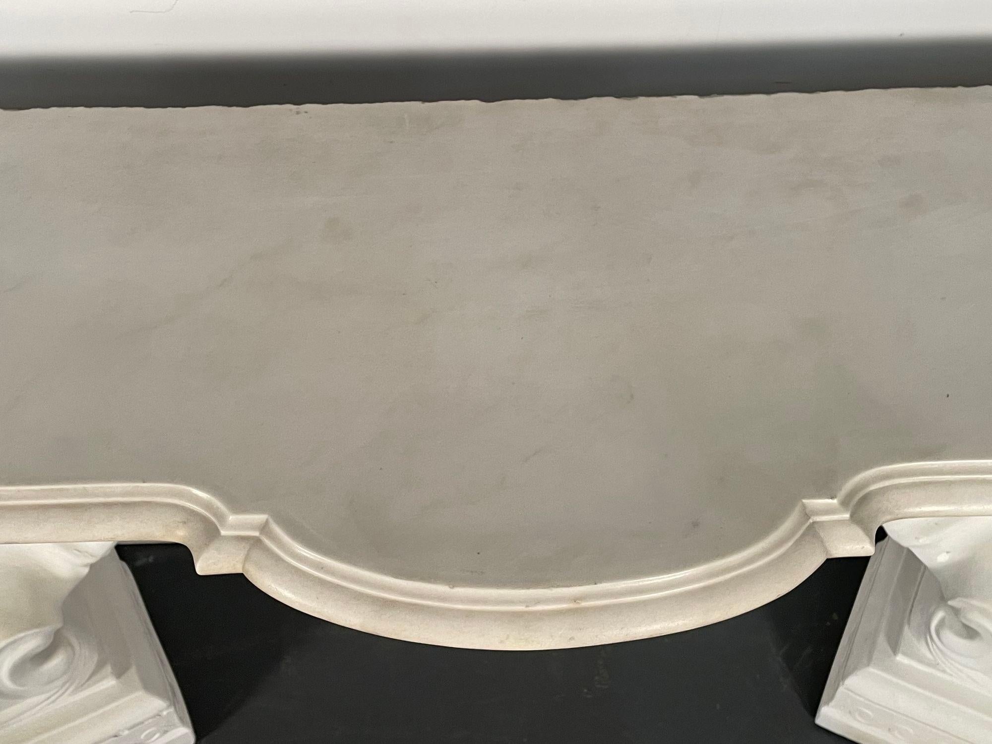 Shell Console Table, Marble and Stone Pedestal, Early 20th Century, Industrial 13