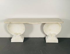 Shell Console Table, Marble and Stone Pedestal, Early 20th Century, Industrial