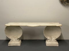 Shell Console Table, Marble, Stone, Early 20th Century, Custom Made.