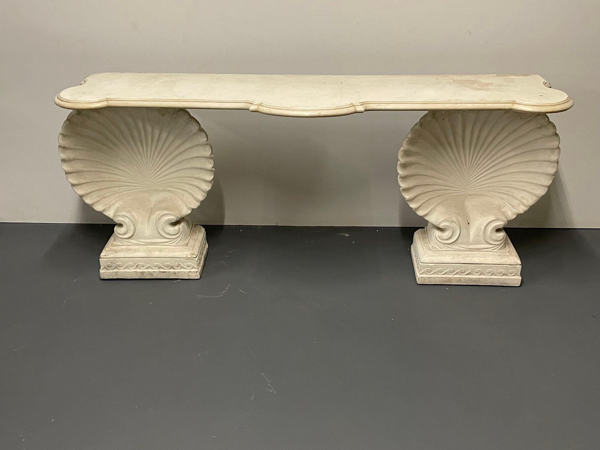 Regency Shell Console Table, Marble, Stone, Early 20th Century, Custom Made.