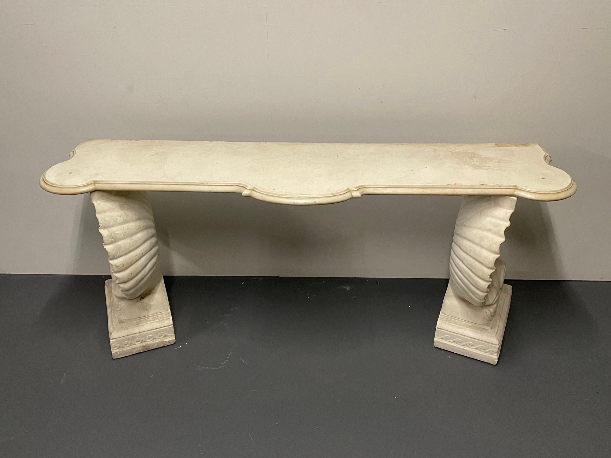 Shell Console Table, Marble, Stone, Early 20th Century, Custom Made. In Good Condition In Stamford, CT