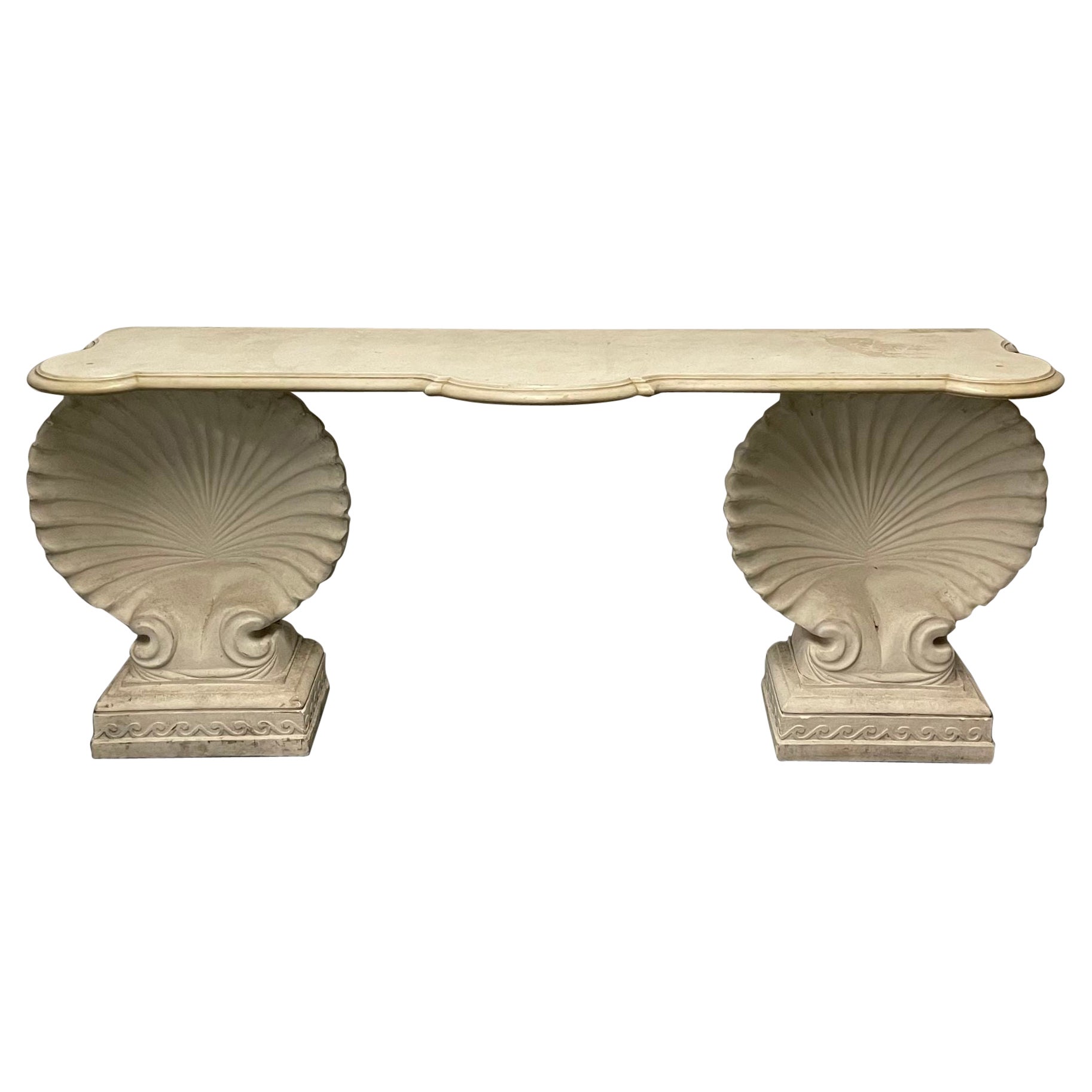 Shell Console Table, Marble, Stone, Early 20th Century, Custom Made.