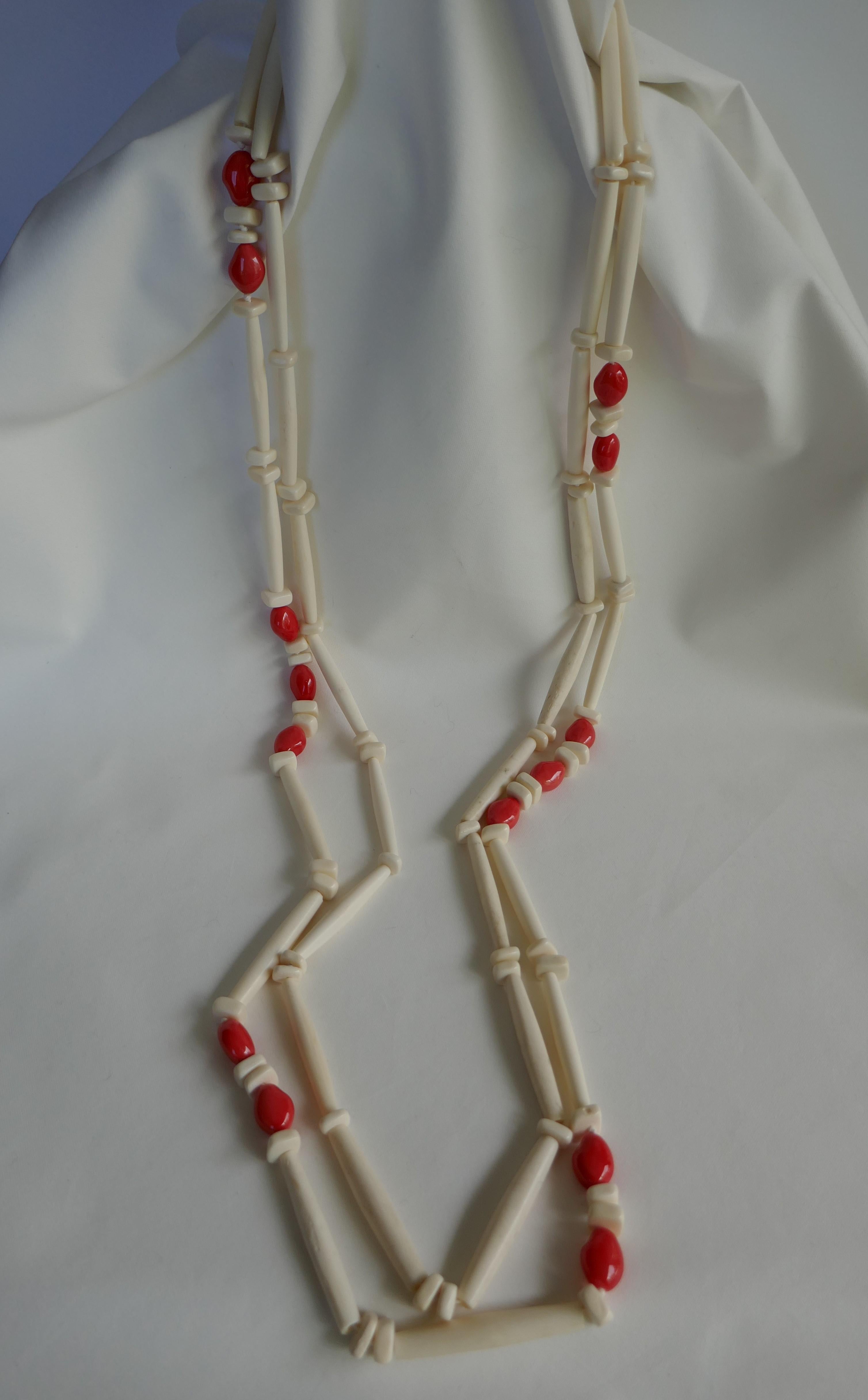 Shell Coral, Horn Long Wands Gemstone Necklaces In New Condition For Sale In Coral Gables, FL