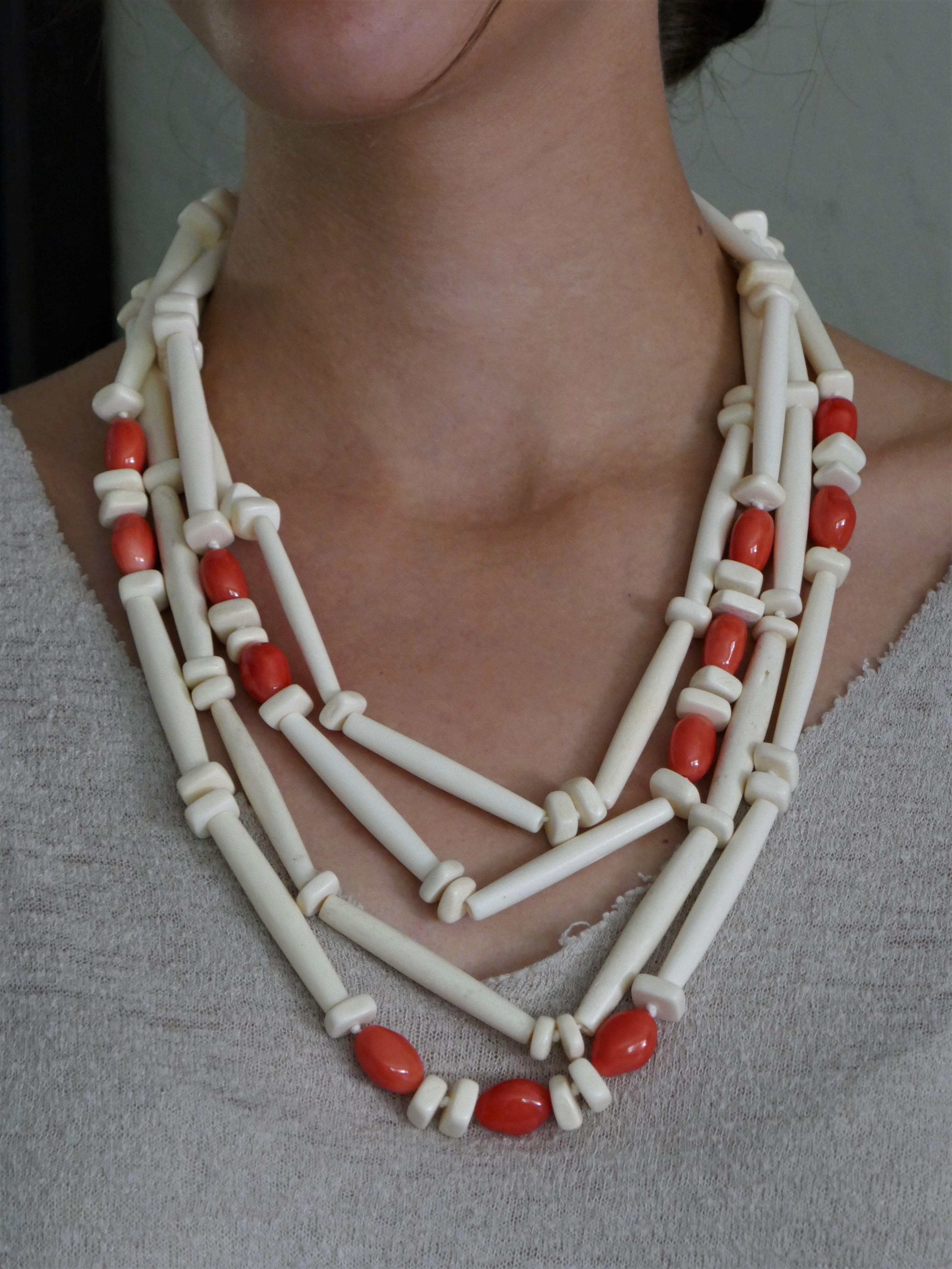 Shell Coral, Horn Long Wands Gemstone Necklaces For Sale 4