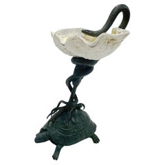Tasse coquillage avec tortue et serpent en bronze, Christophe Fratin ( attribué à)