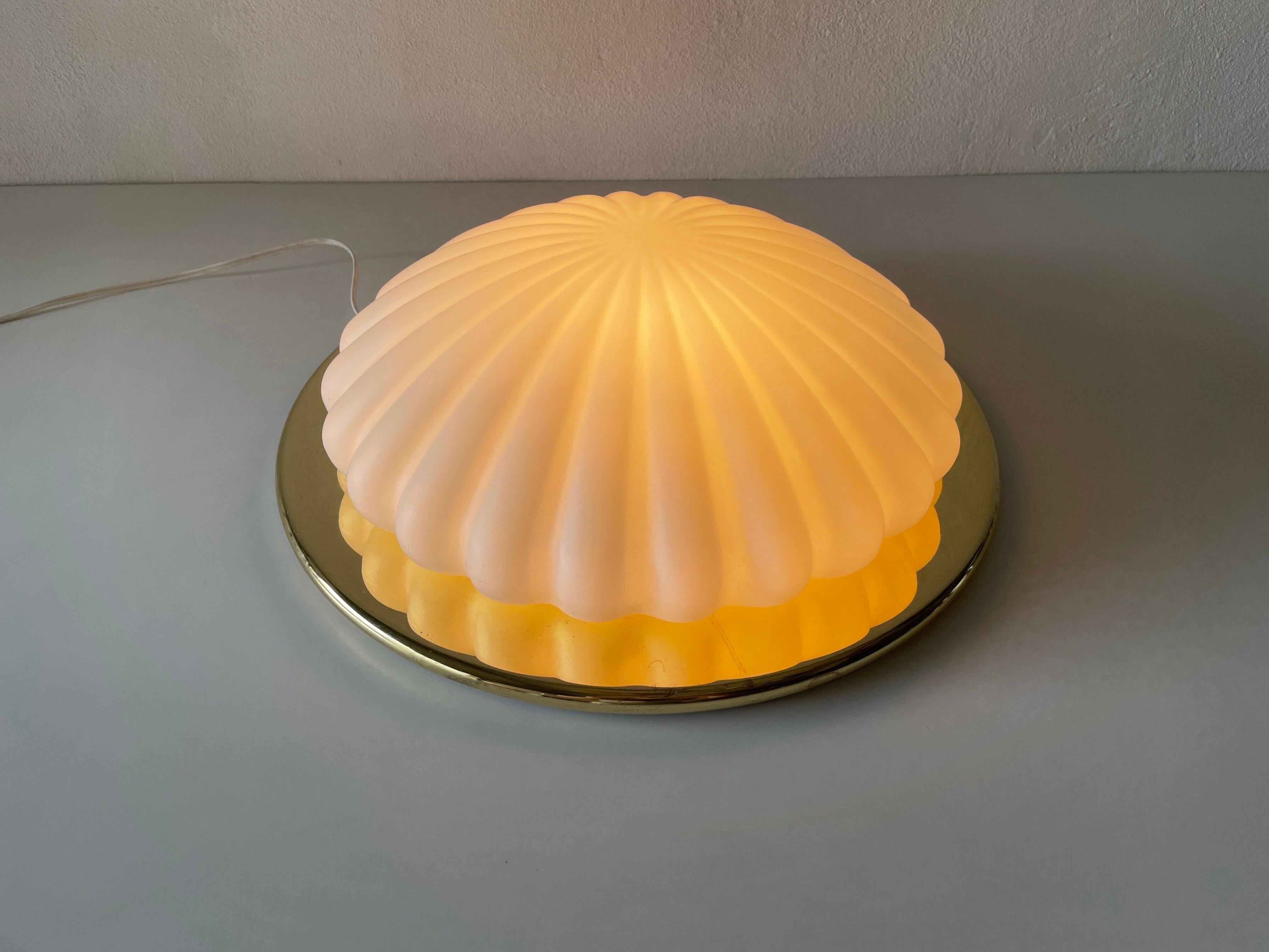 Shell Design Glass and Gold Flush Mount by Peill and Putzler, 1960s, Germany For Sale 6