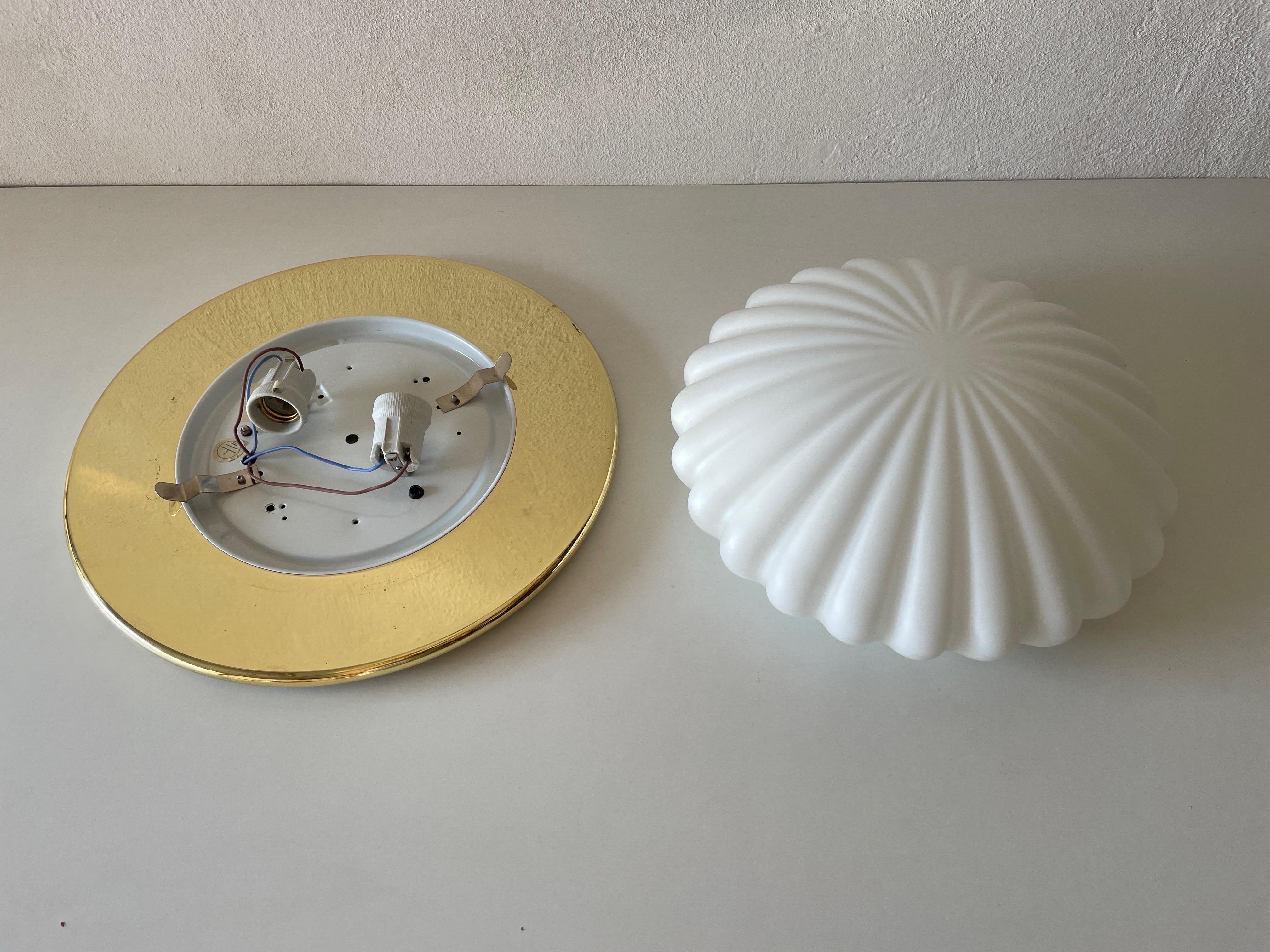 Shell Design Glass and Gold Flush Mount by Peill and Putzler, 1960s, Germany For Sale 8
