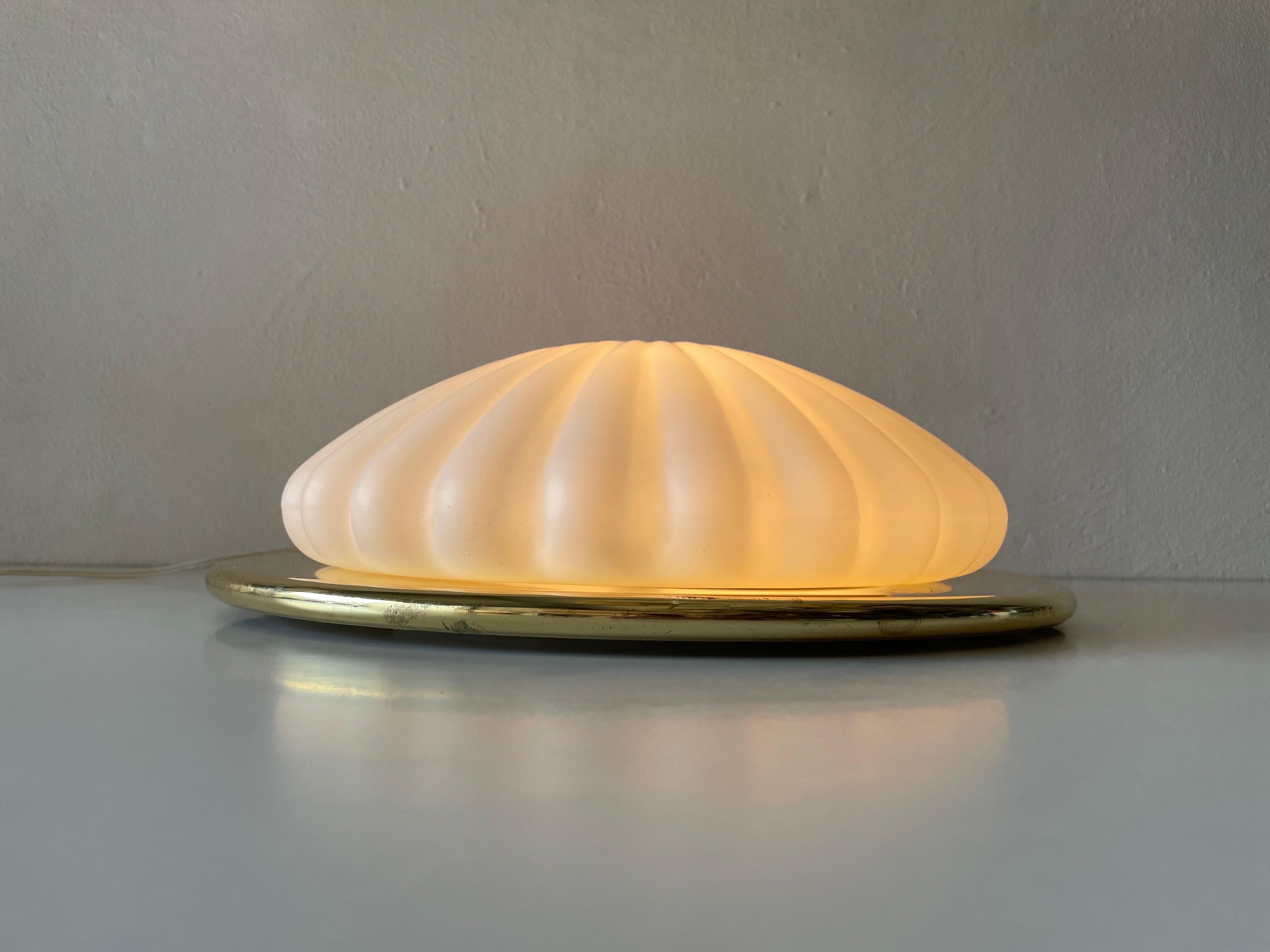 Shell Design Glass and Gold Metal Flush Mount by Peill & Putzler, 1960s, Germany For Sale 5