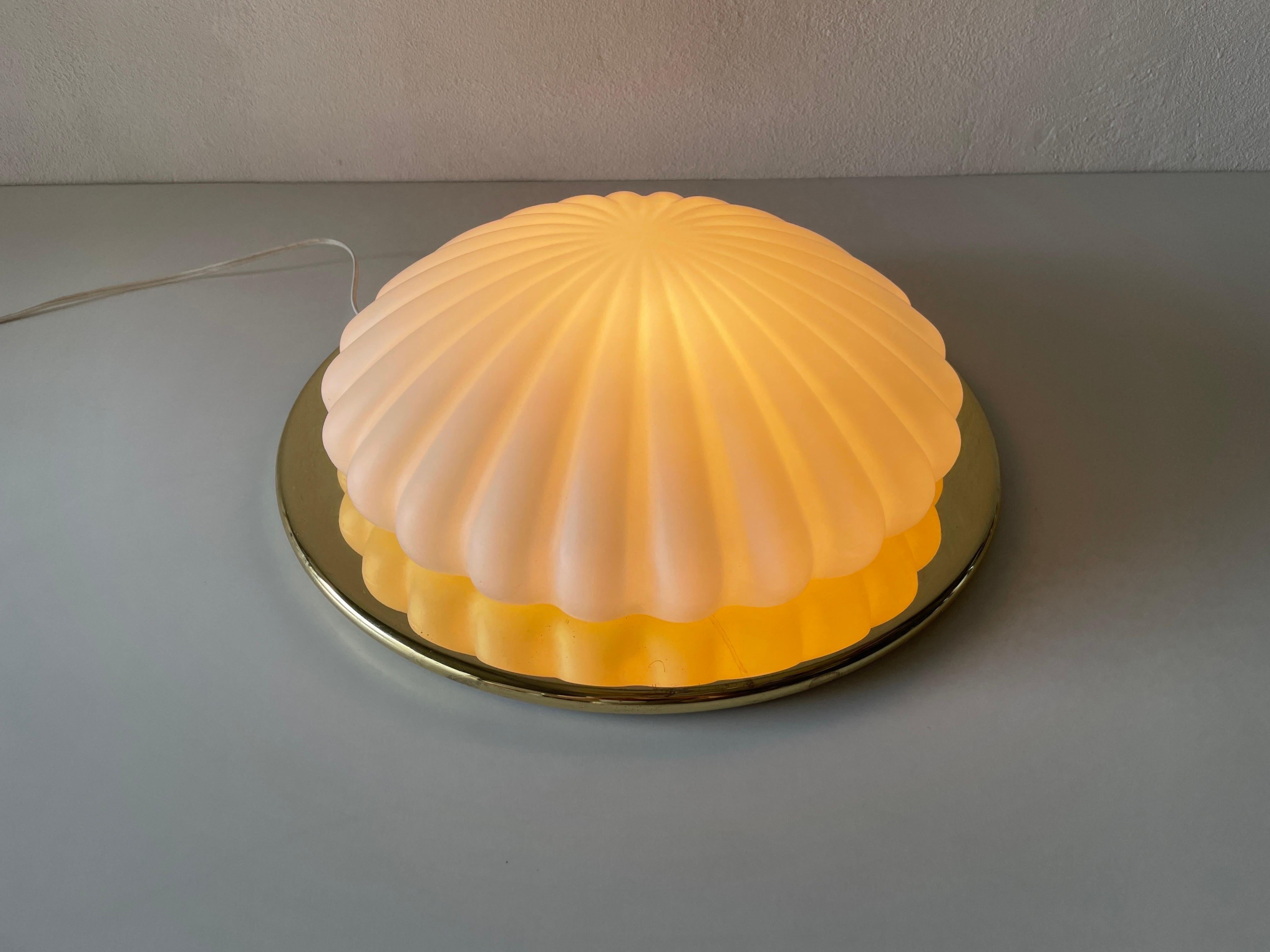 Shell Design Glass and Gold Metal Flush Mount by Peill & Putzler, 1960s, Germany For Sale 6