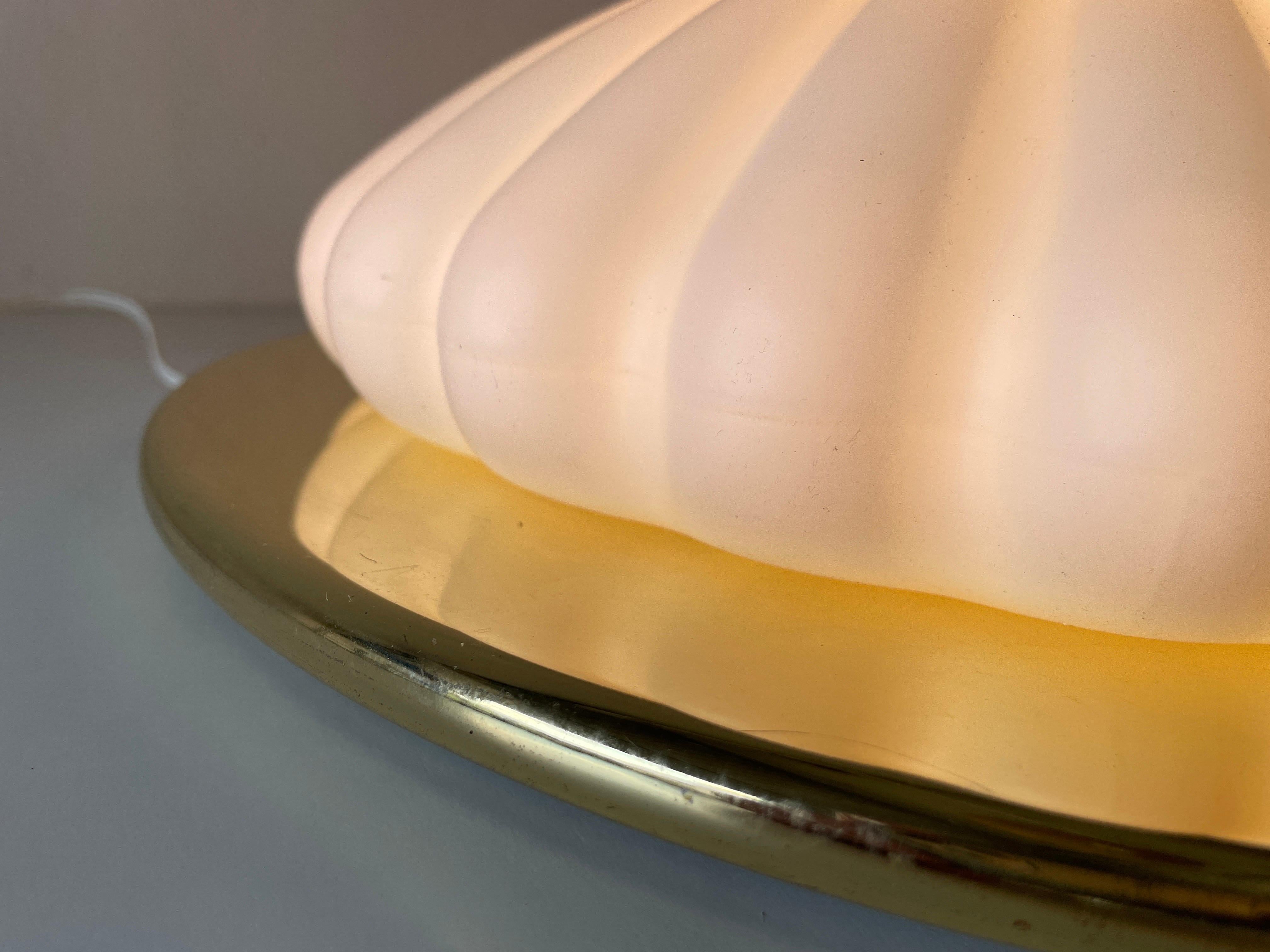 Shell Design Glass and Gold Metal Flush Mount by Peill & Putzler, 1960s, Germany For Sale 7
