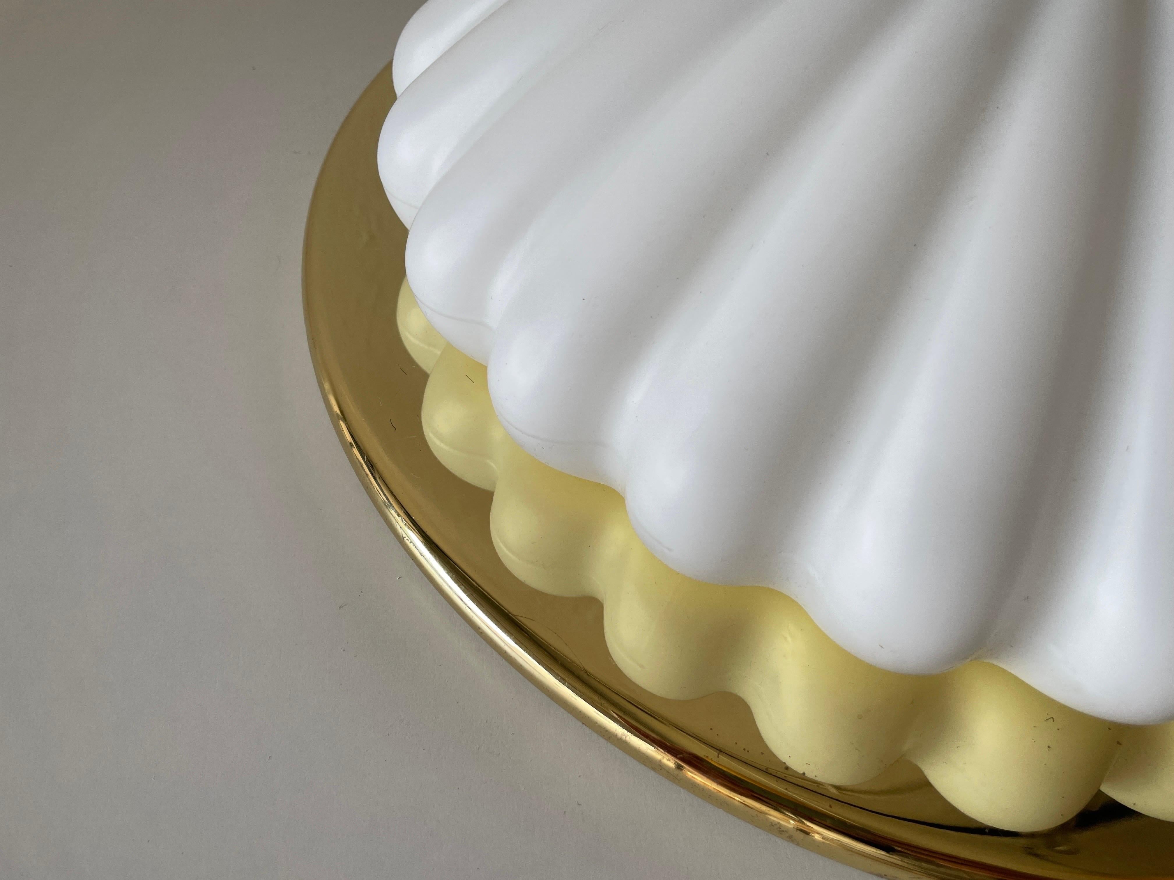 Shell Design Glass and Gold Metal Flush Mount by Peill & Putzler, 1960s, Germany For Sale 1