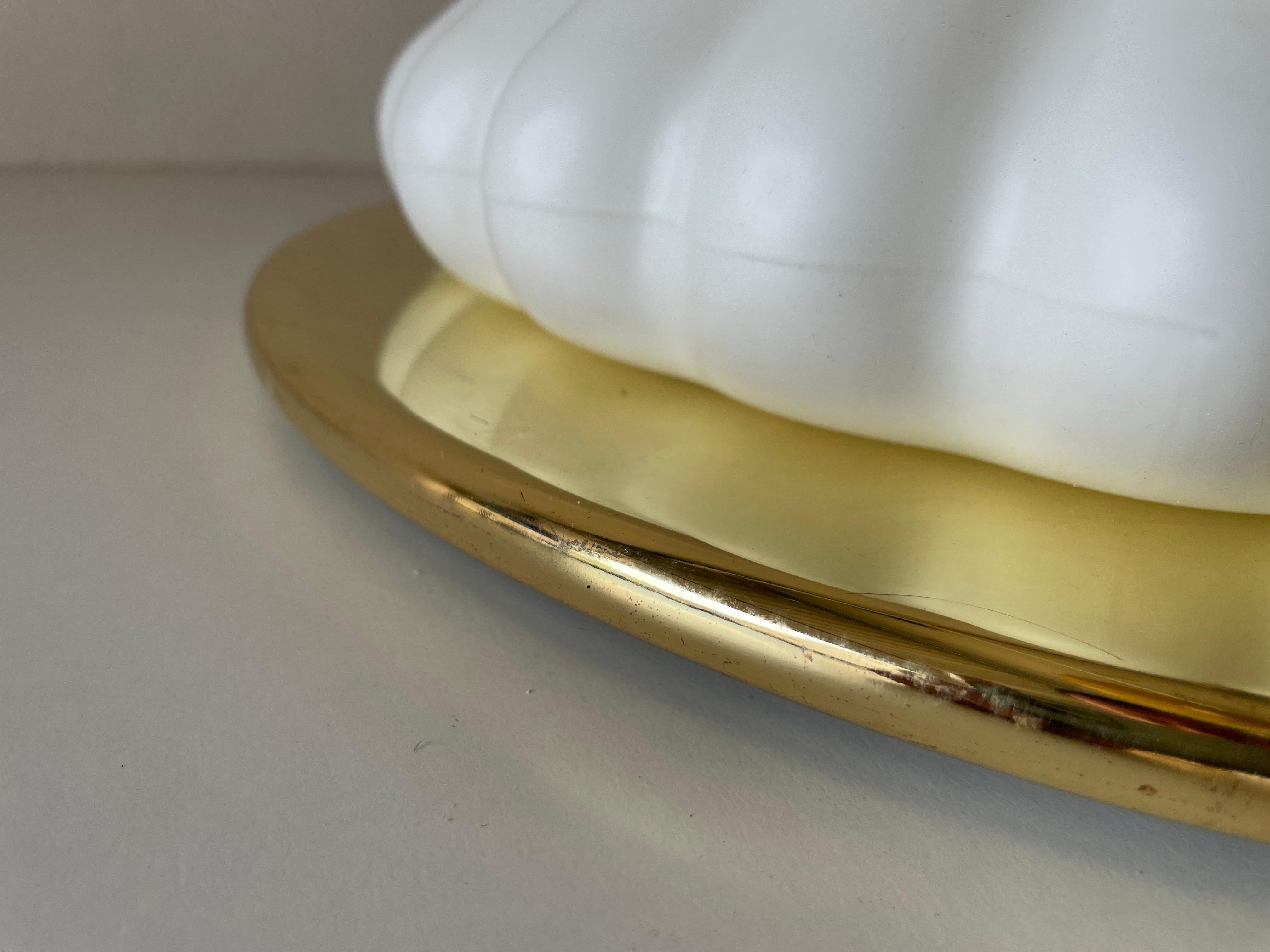 Shell Design Glass and Gold Metal Flush Mount by Peill & Putzler, 1960s, Germany For Sale 2