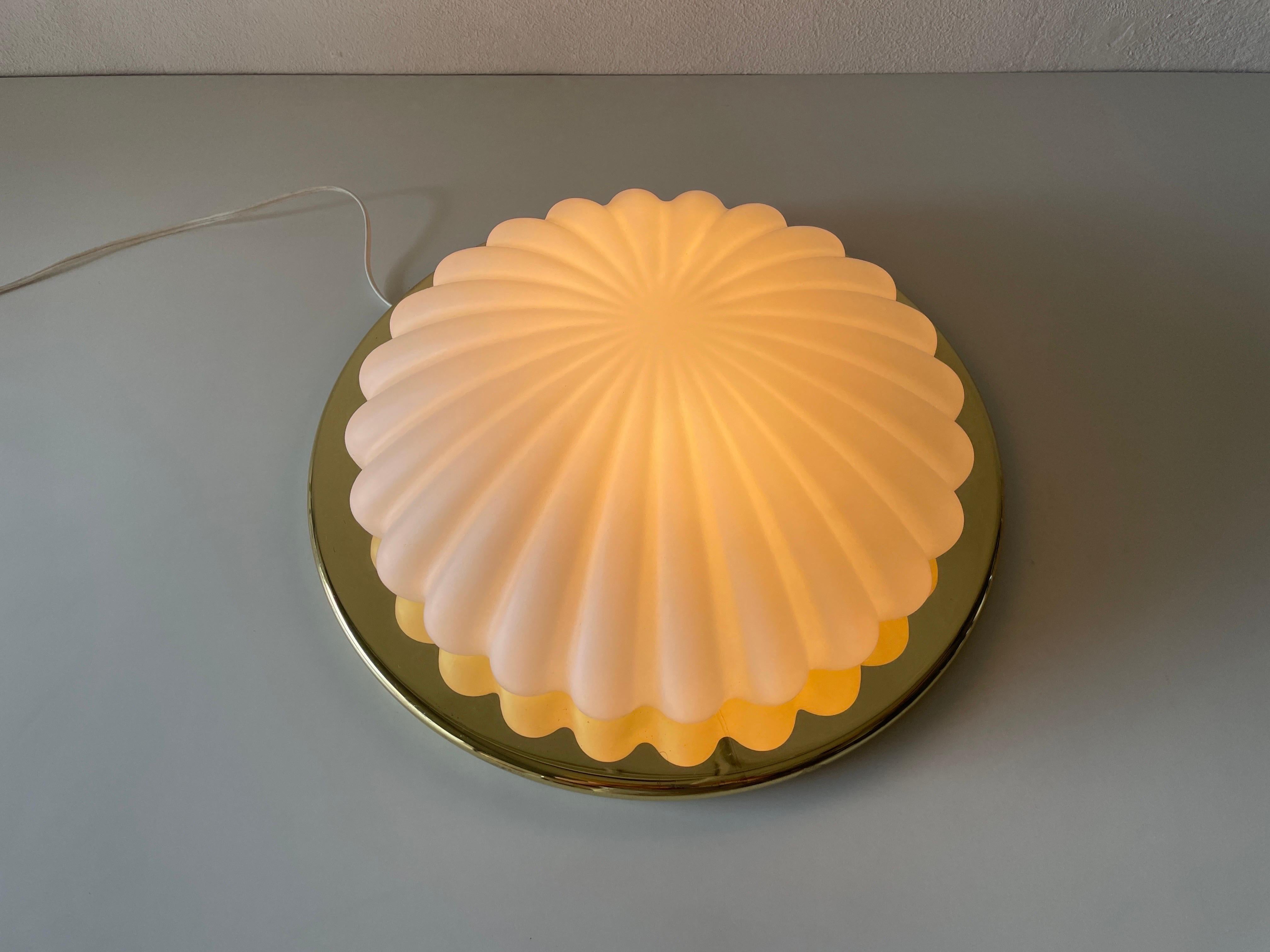 Shell Design Glass and Gold Metal Flush Mount by Peill & Putzler, 1960s, Germany For Sale 4