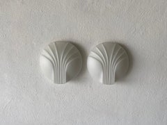 Shell Design Opal Glass Pair of Sconces by Hillebrand, 1960s, Germany