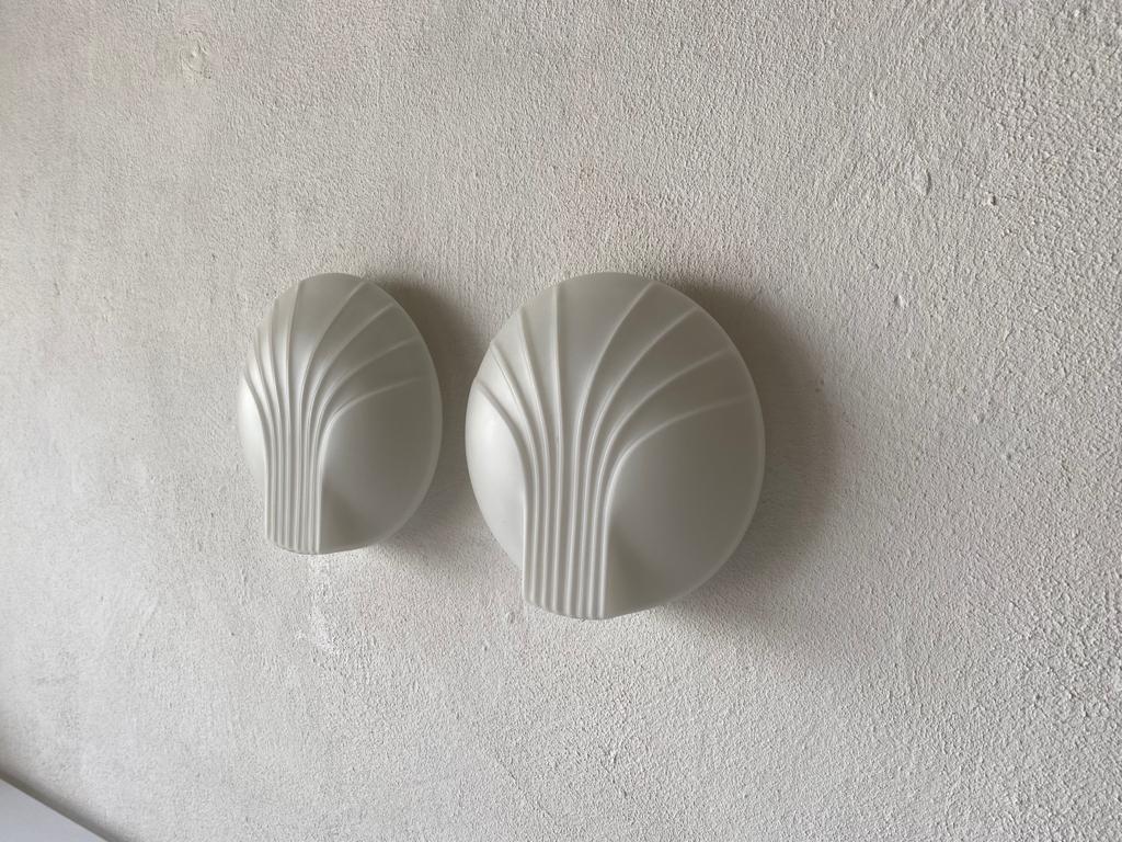 Shell Design Opal Glass Pair of Sconces by Hillebrand, 1960s, Germany For Sale 2
