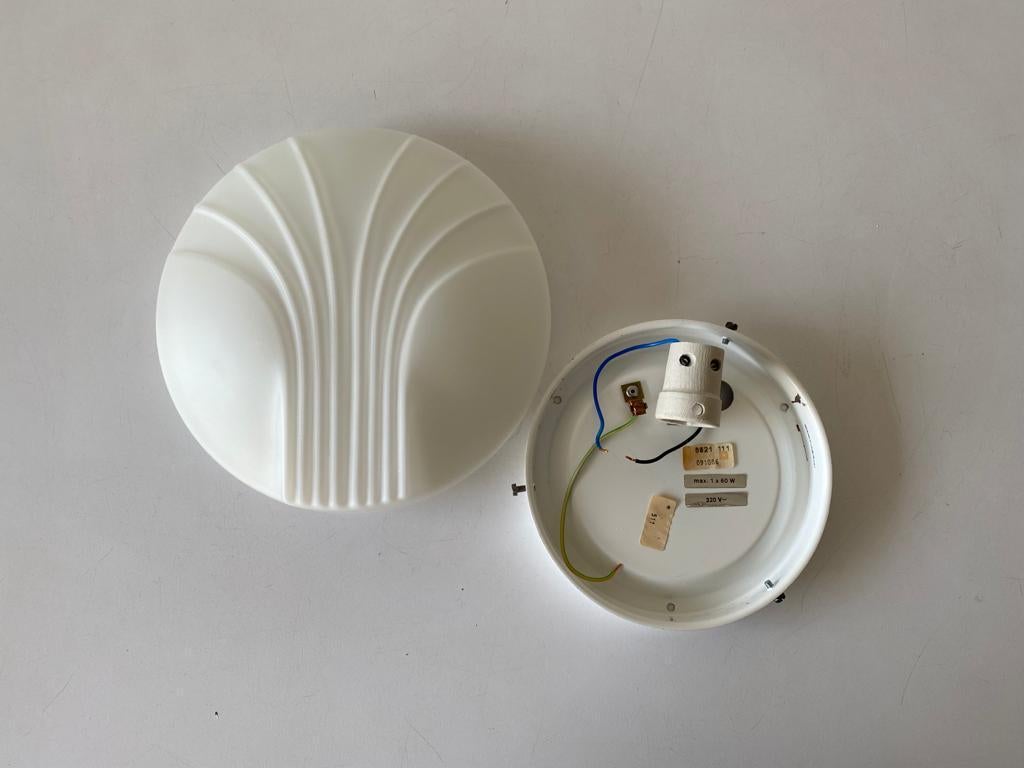 Shell Design Opal Glass Pair of Sconces by Hillebrand, 1960s, Germany For Sale 3