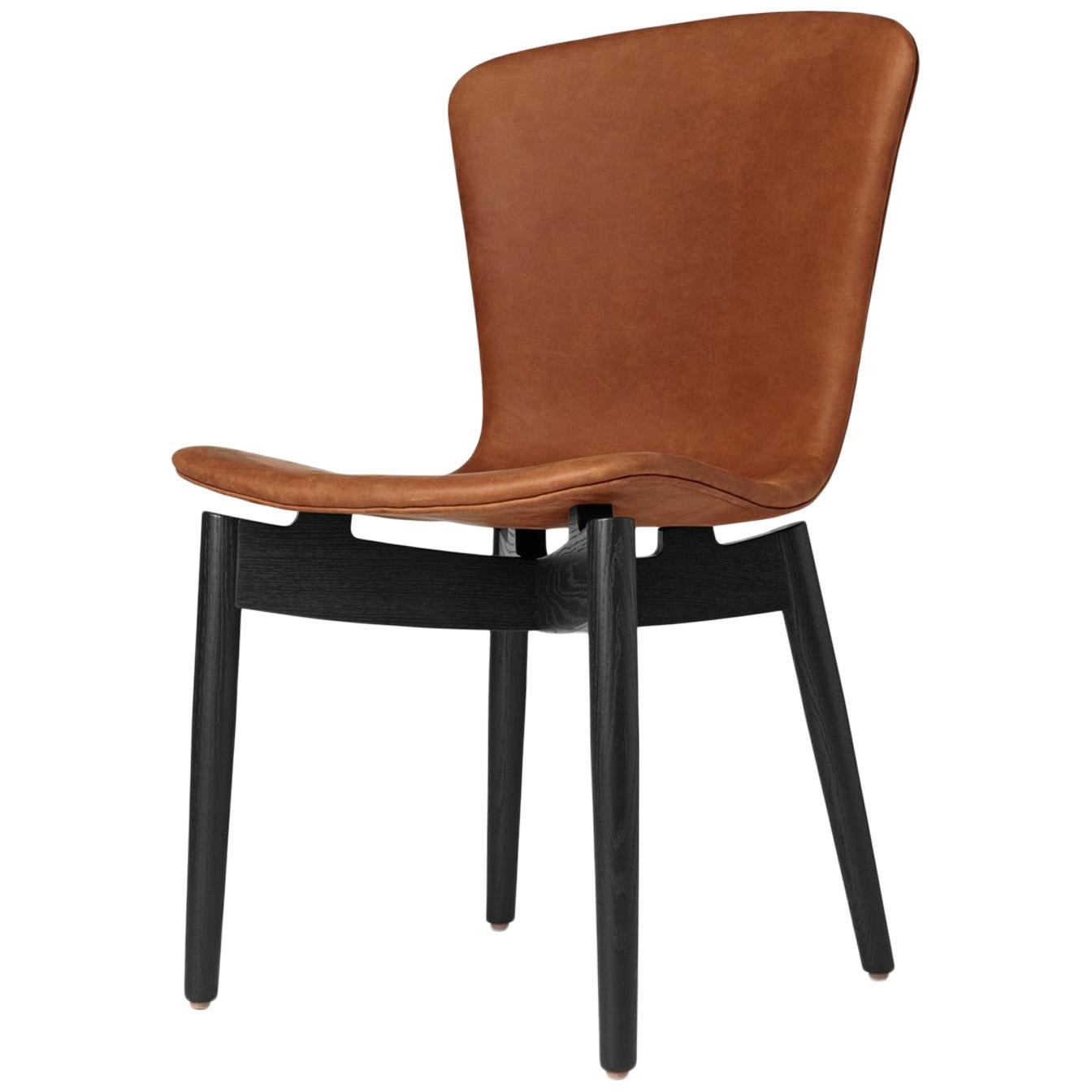 Shell Dining Chair Black Stained Oak Frame Dunes Rust Leather by Mater Design