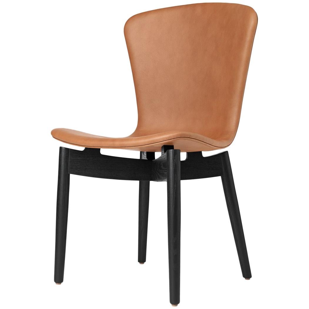 Shell Dining Chair Black Stained Oak Frame Ultra Brandy Leather by Mater Design 
