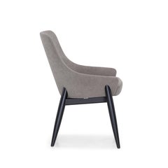 Curved Back Dining Chair in Gray Fabric and Black Matte Finish, Shell Line