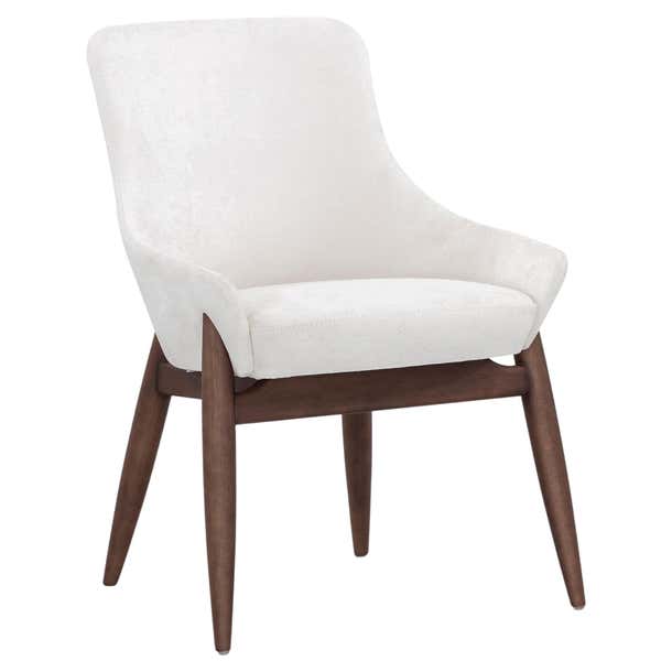 Customizable Ivory Upholstered Dining Chair with Walnut Finish, Shell ...