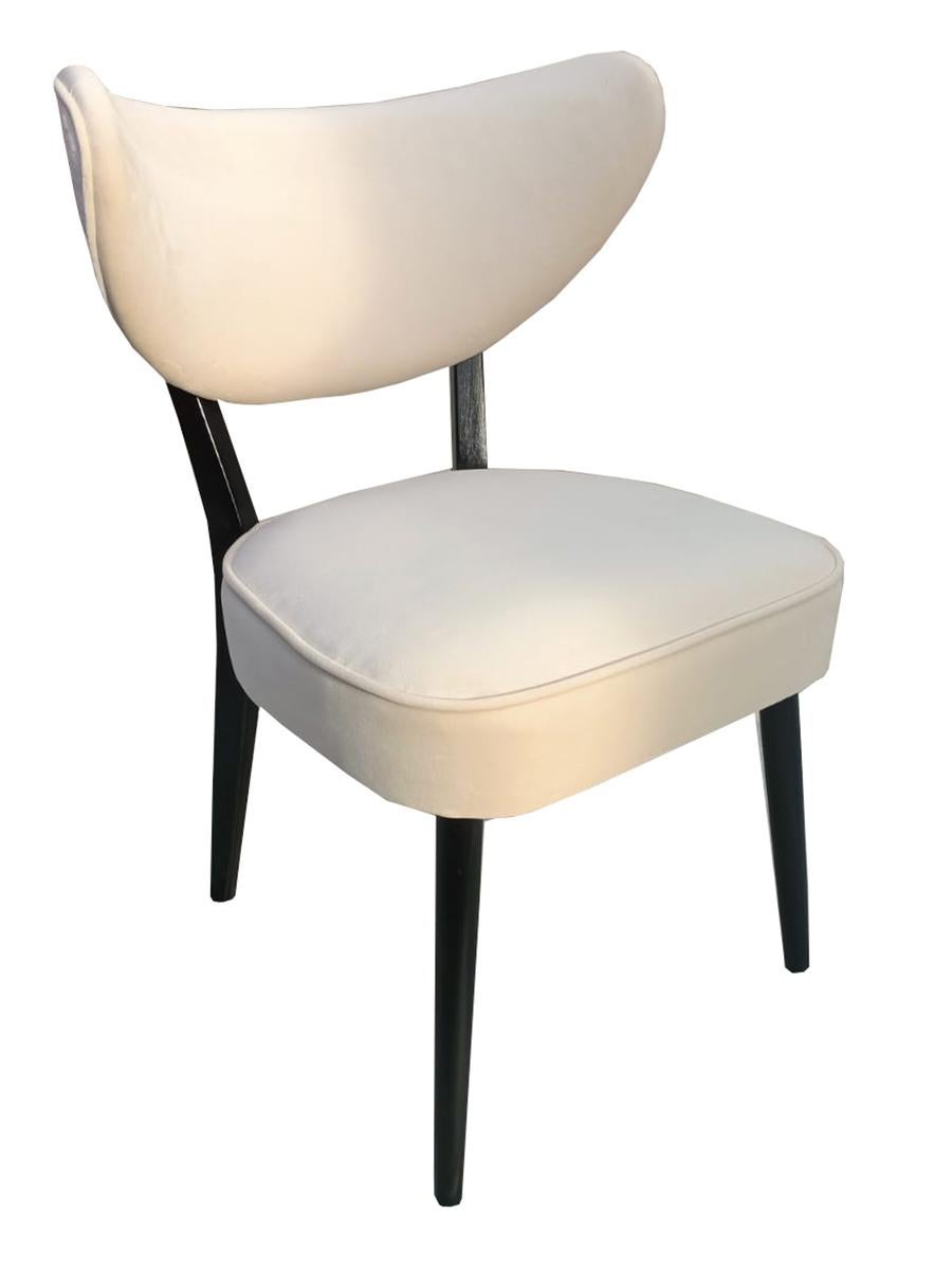 Mid-Century Modern Shell Dining Chair, Light Beige Ivory Velvet, Vintola Studio, Europe, Poland For Sale