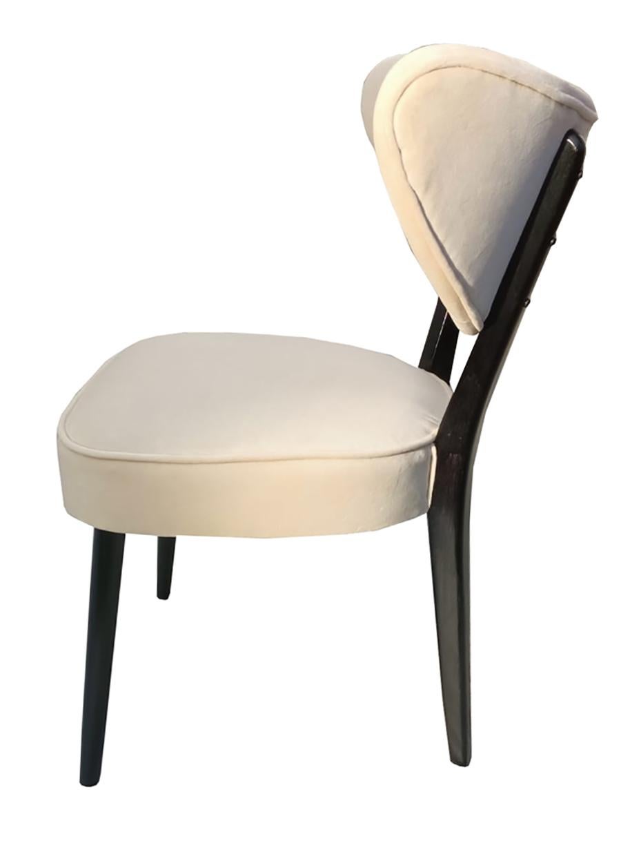 Polish Shell Dining Chair, Light Beige Ivory Velvet, Vintola Studio, Europe, Poland For Sale