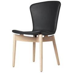 Shell Dining Chair Matt Lacquered Oak Frame Ultra Black Leather by Mater Design