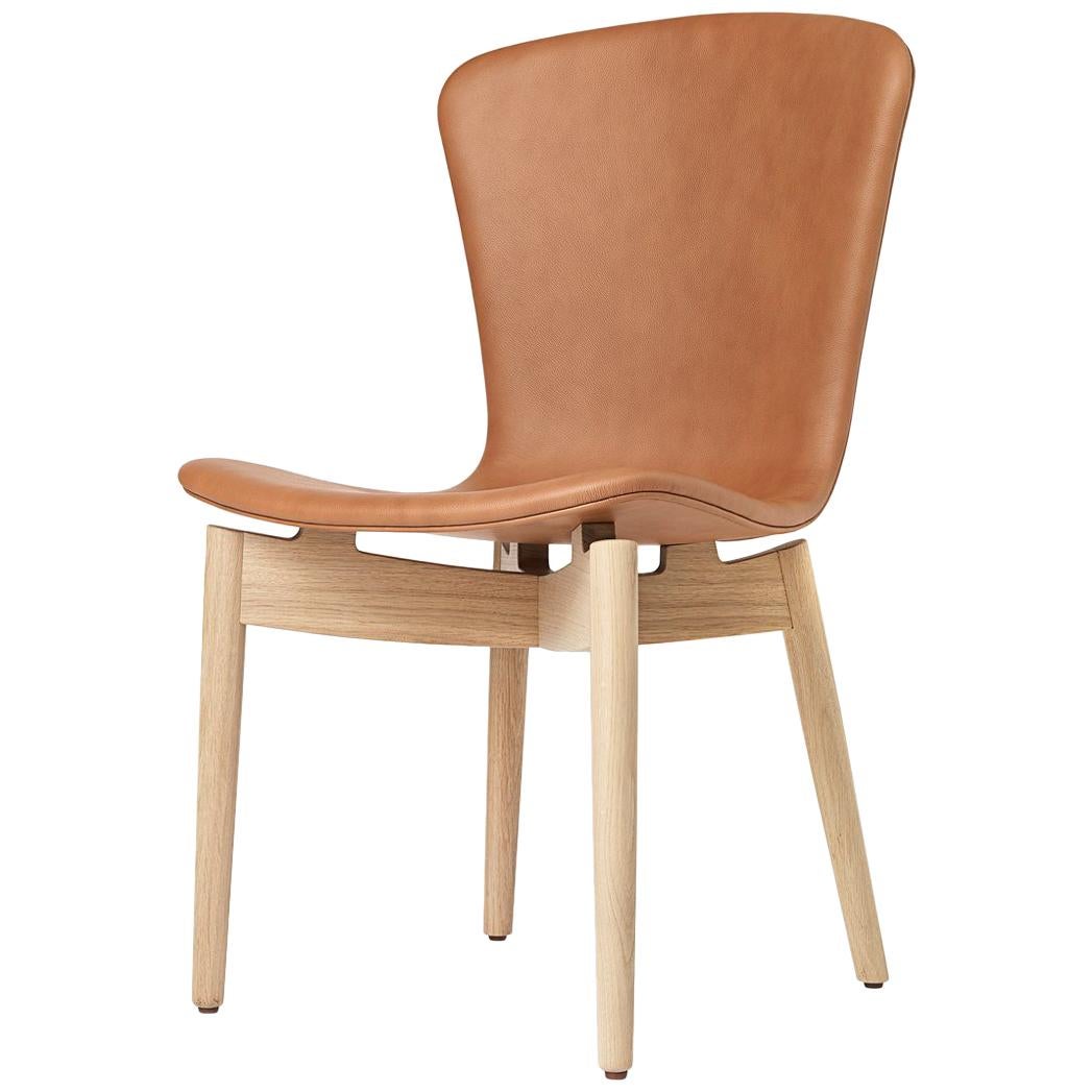 Shell Dining Chair Matt Lacquered Oak Frame Ultra Brandy Leather by ...
