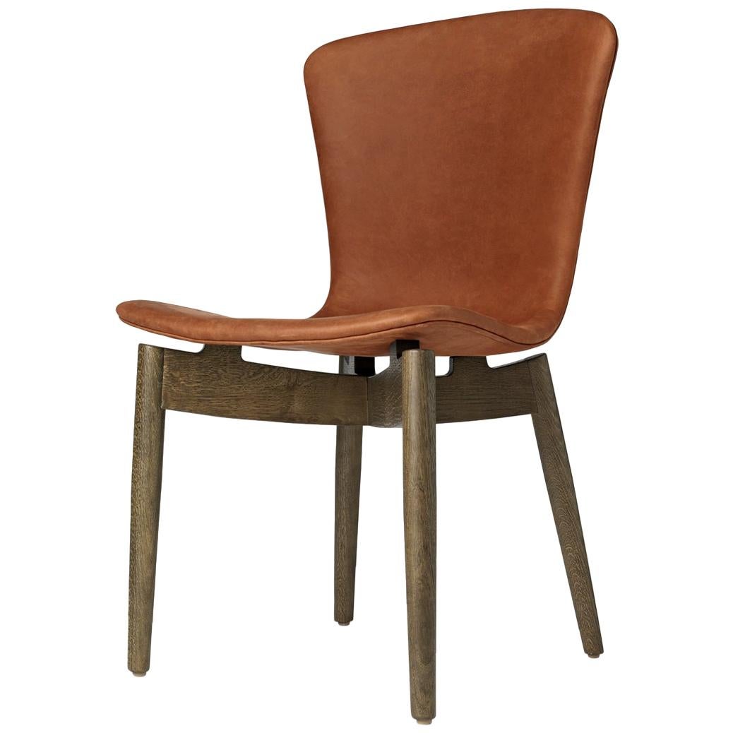 Shell Dining Chair Sirka Grey Stained Oak Dunes Rust Leather by Mater Design