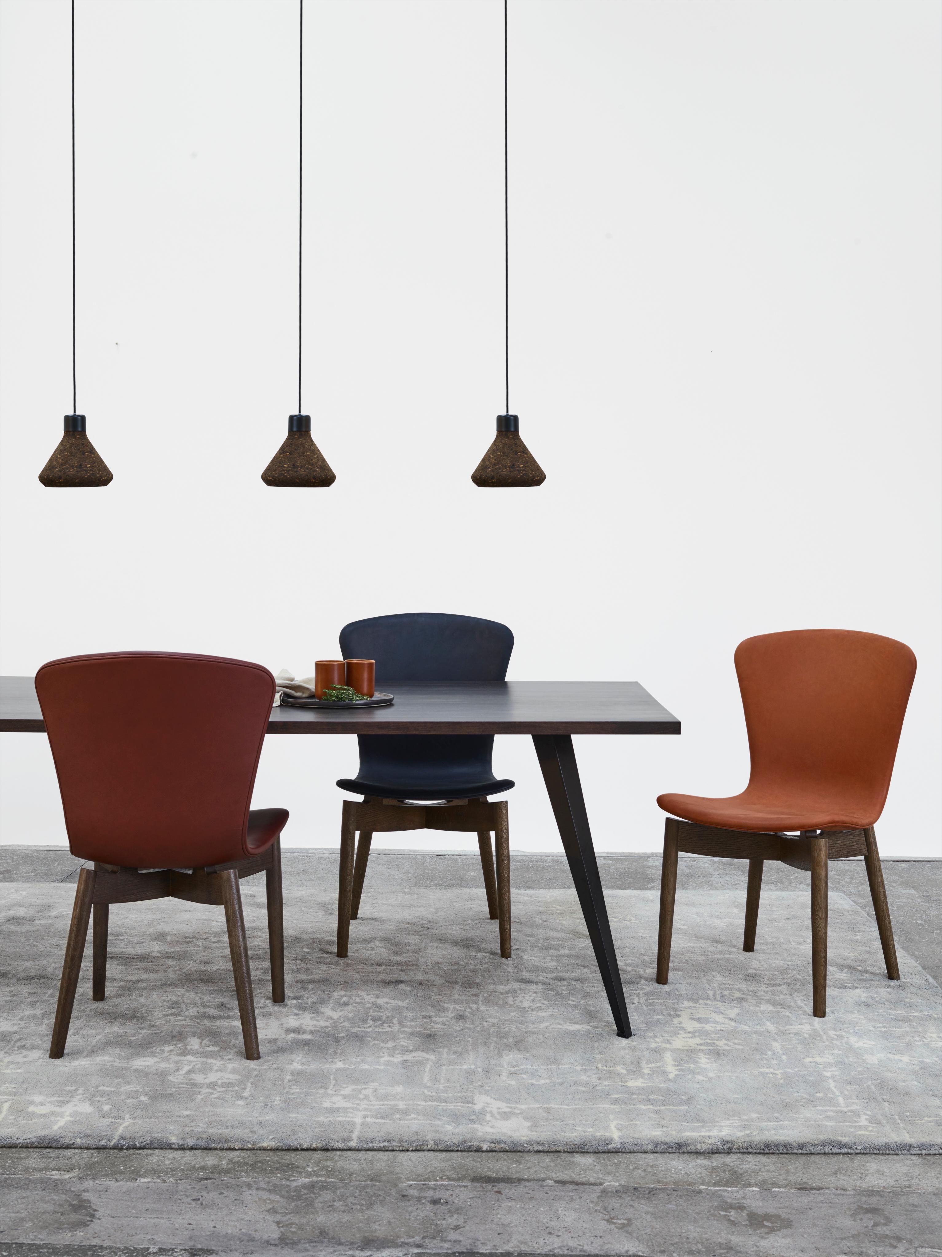 The Mater Shell dining chair is now introduced with a new and softer leather upholstery version of the Mater Shell chair designed by Michael Dreeben. The collaboration with the most recognized Danish leather supplier, Sorensen leathers, is bringing