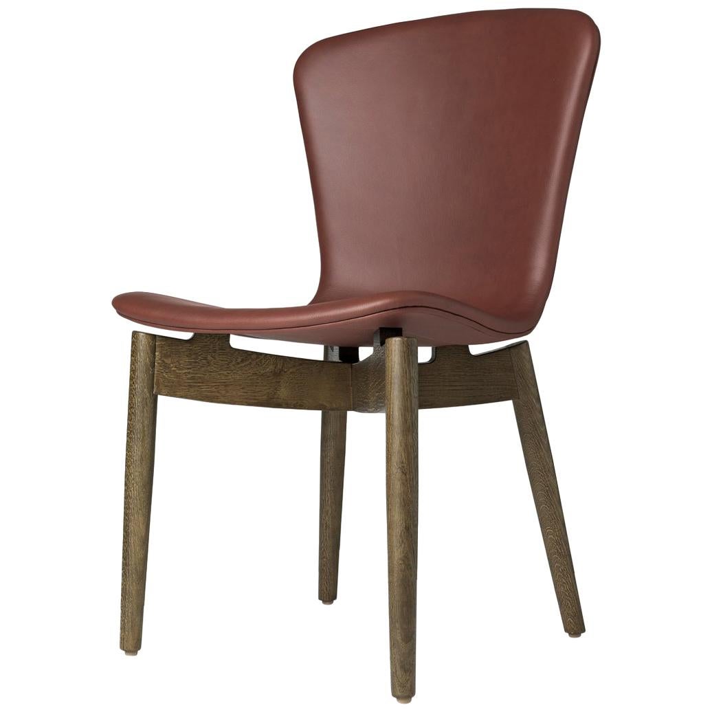 Shell Dining Chair Sirka Grey Stained Oak Ultra Cognac Leather by Mater Design