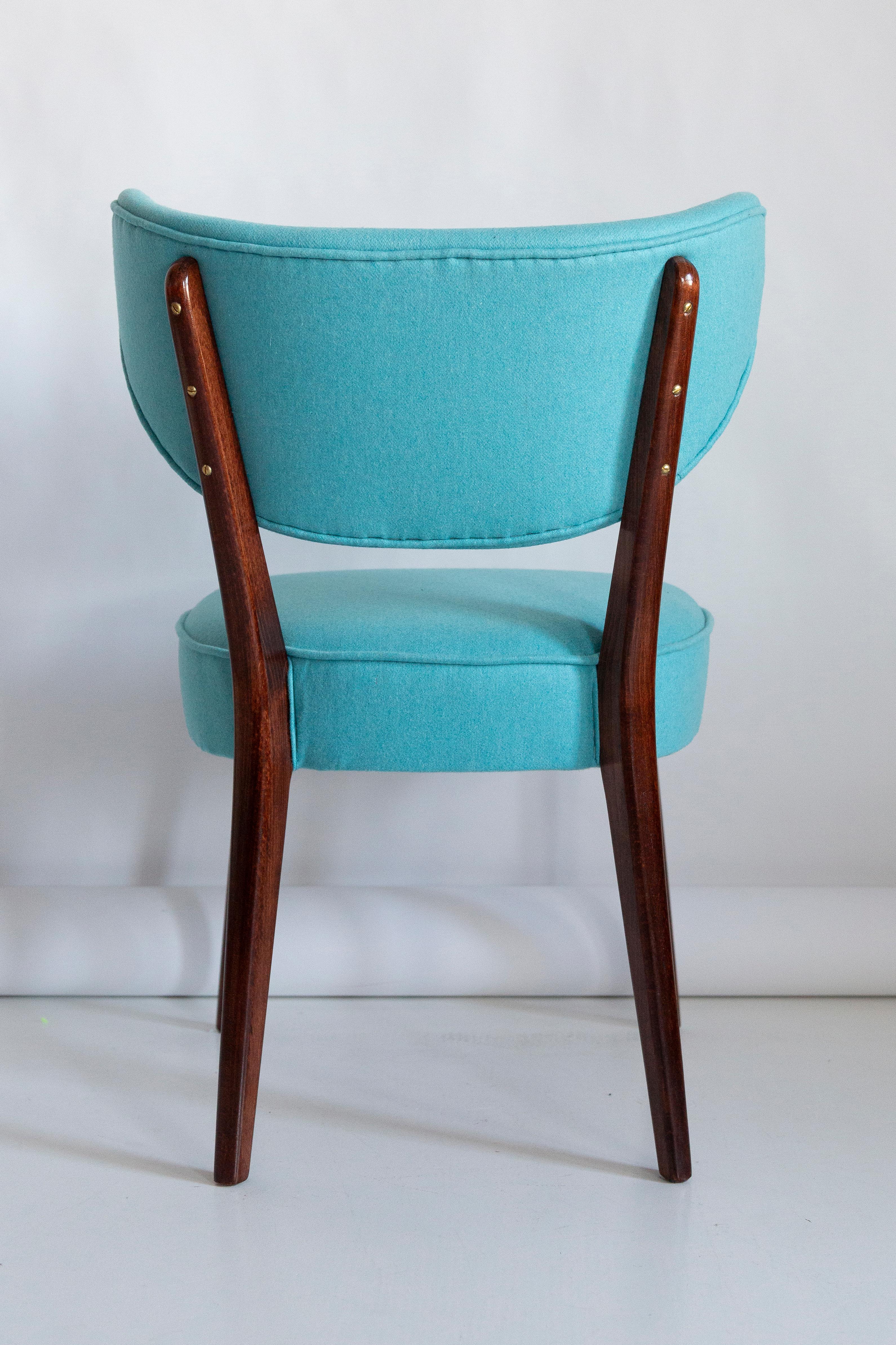 Chaise de salle à manger coquillage, laine turquoise, de Vintola Studio, Europe, Pologne en vente 2