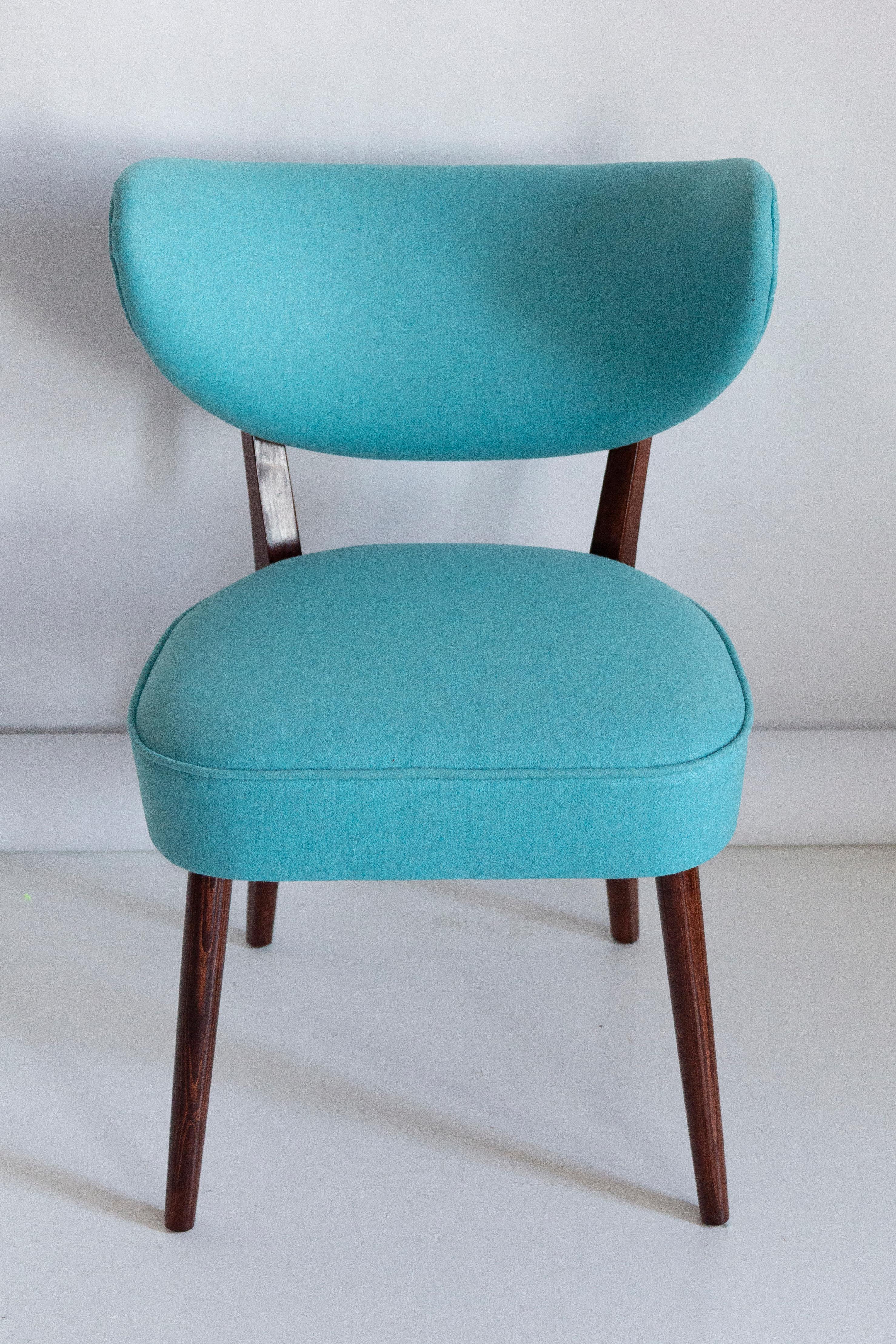 Chaise de salle à manger coquillage, laine turquoise, de Vintola Studio, Europe, Pologne en vente 3