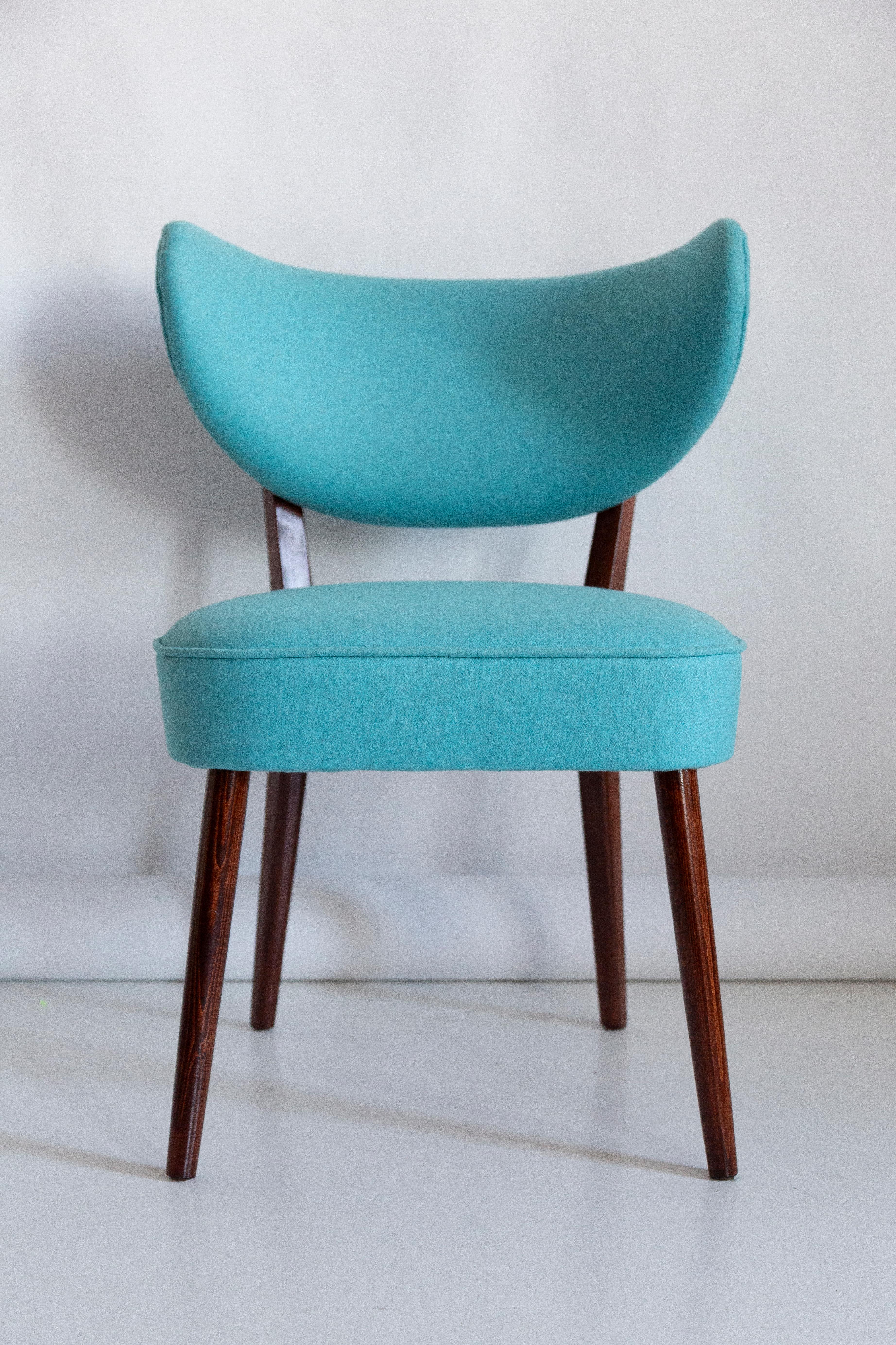 Chaise de salle à manger coquillage, laine turquoise, de Vintola Studio, Europe, Pologne en vente 4
