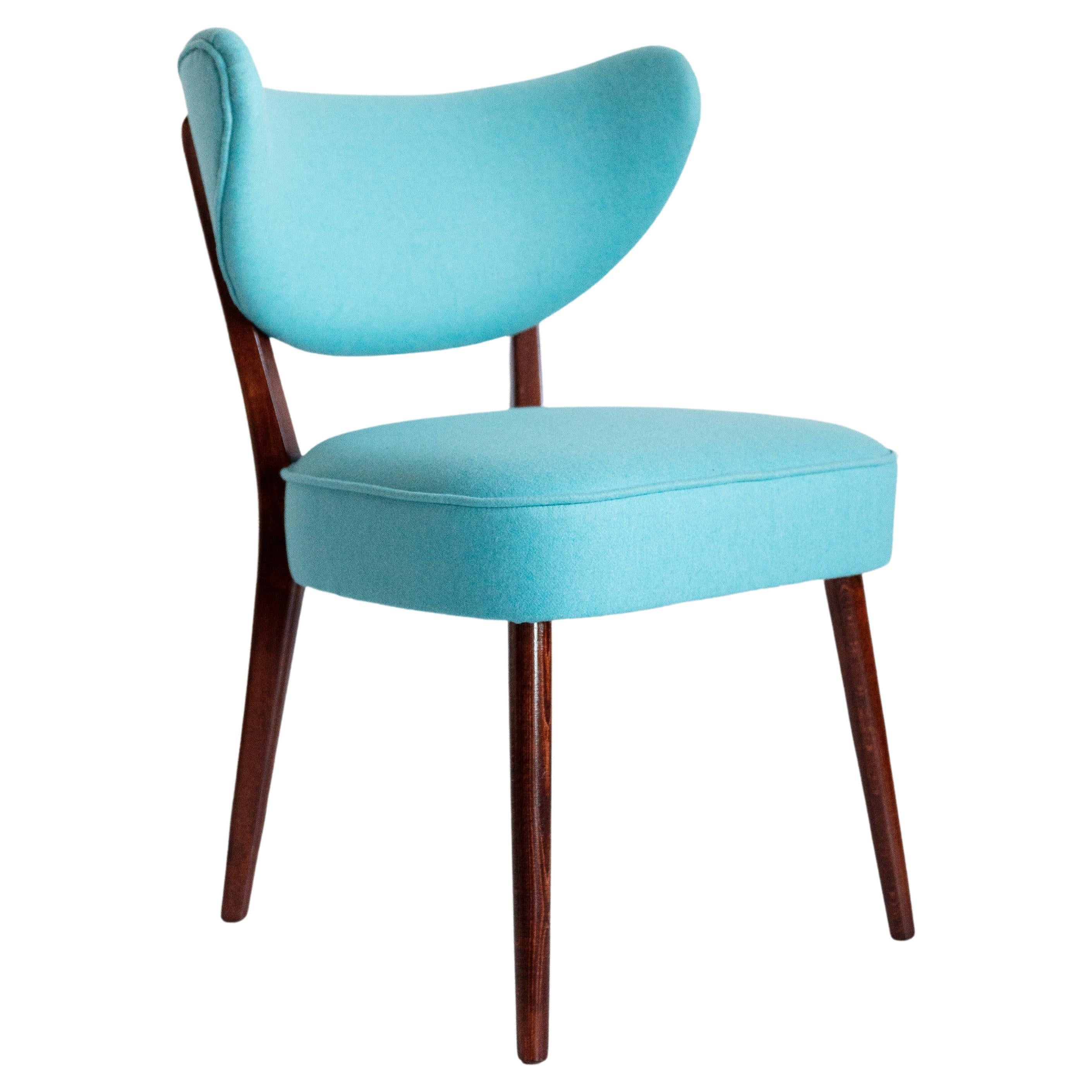 Shell Dining Chair, Turquoise Wool, by Vintola Studio, Europe, Poland For Sale