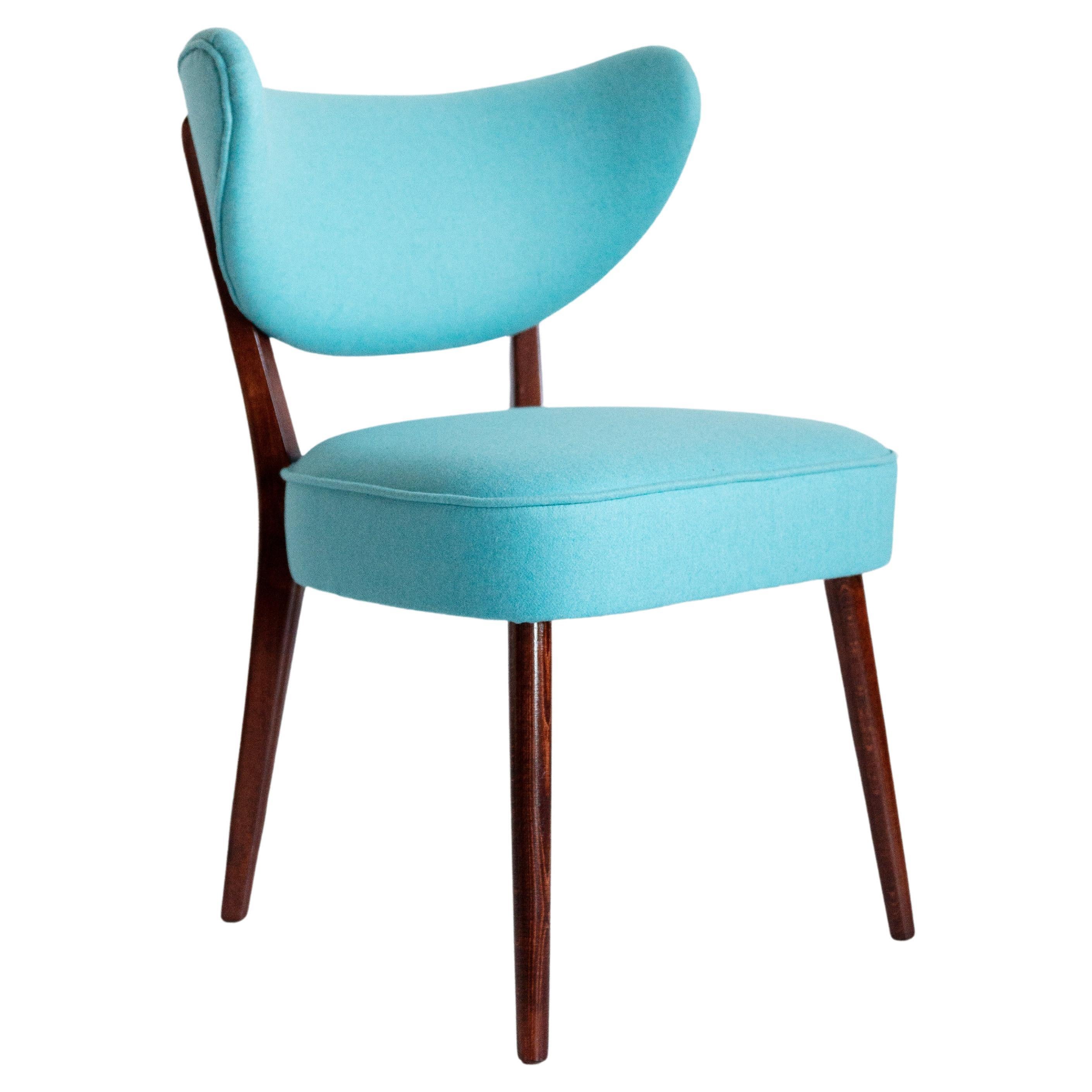 Chaise de salle à manger coquillage, laine turquoise, de Vintola Studio, Europe, Pologne en vente