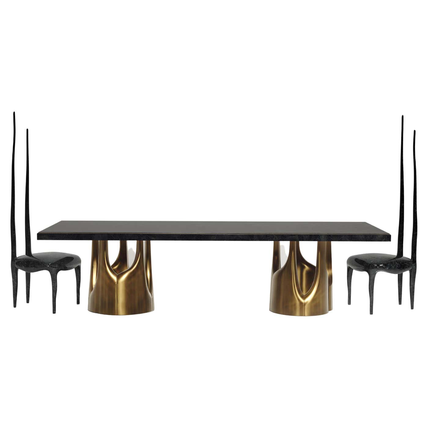 Shell Dining Table Set with Two Sculptural Chairs by R&Y Augousti For ...