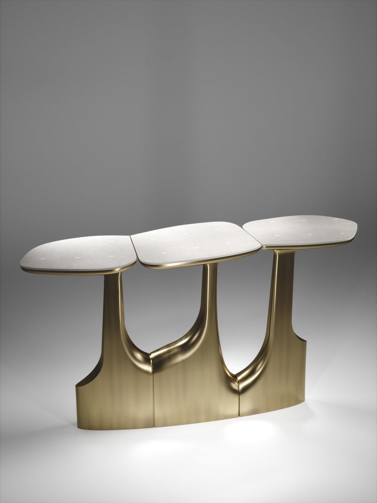 Shell Dining Table with Bronze-Patina Brass Accents by R&Y Augousti For ...